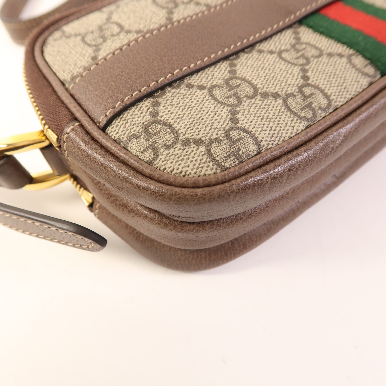 GUCCI GG GHW Ophidia Mini Bag Shoulder Bag 546597 PVC Coated Canvas Brown