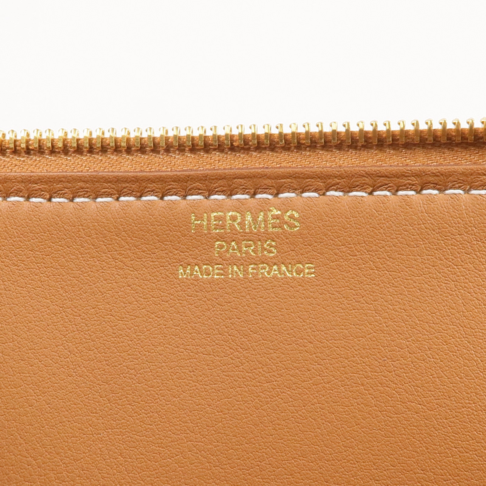 HERMES Evercolor皮革Zipengo GM金扣手拿包Gold
