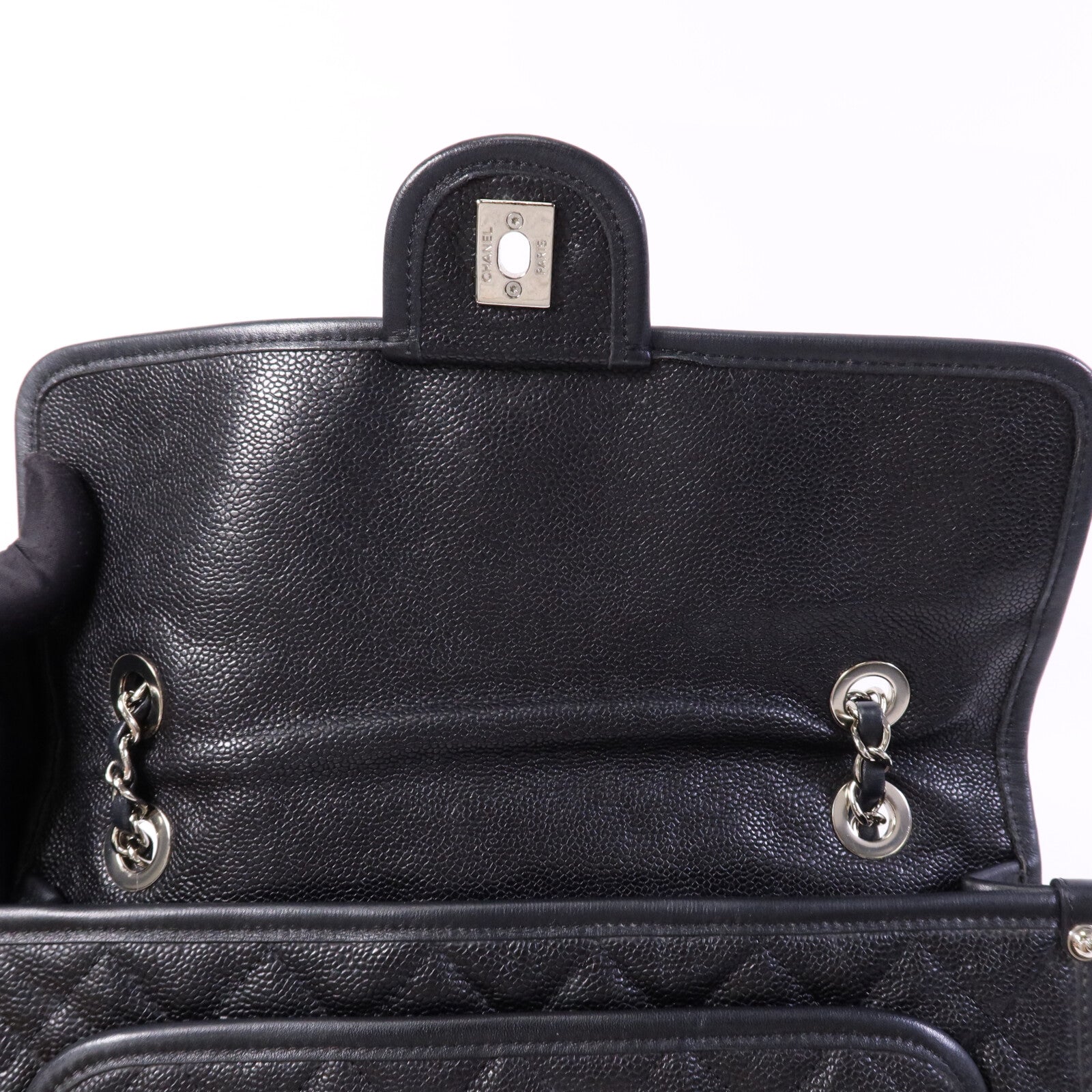 CHANEL 牛皮皮革Chain Shoulder銀扣鏈帶肩背袋