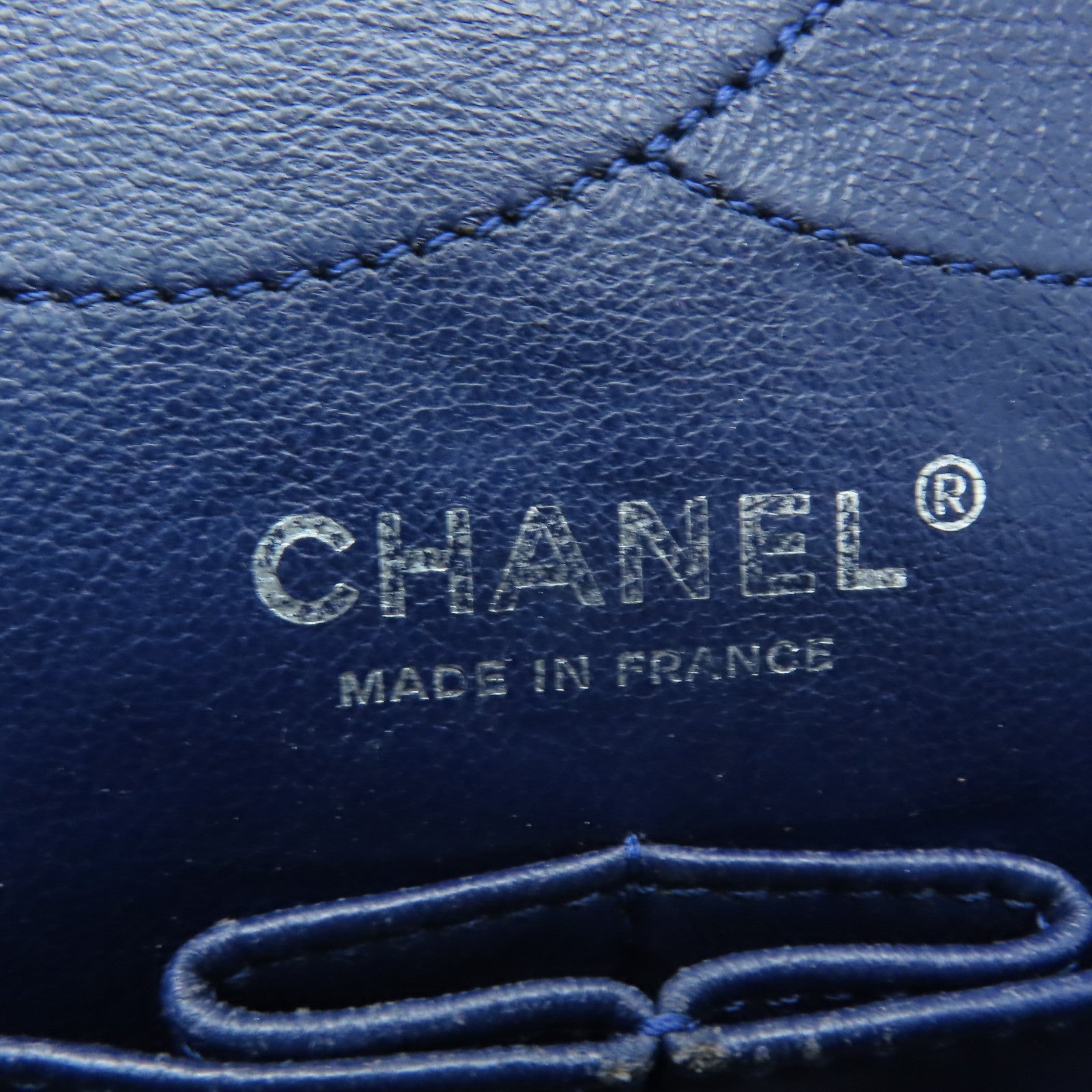 CHANEL 【清倉大減價】菱格漆皮皮革2.55銀扣鏈帶肩背袋藍色