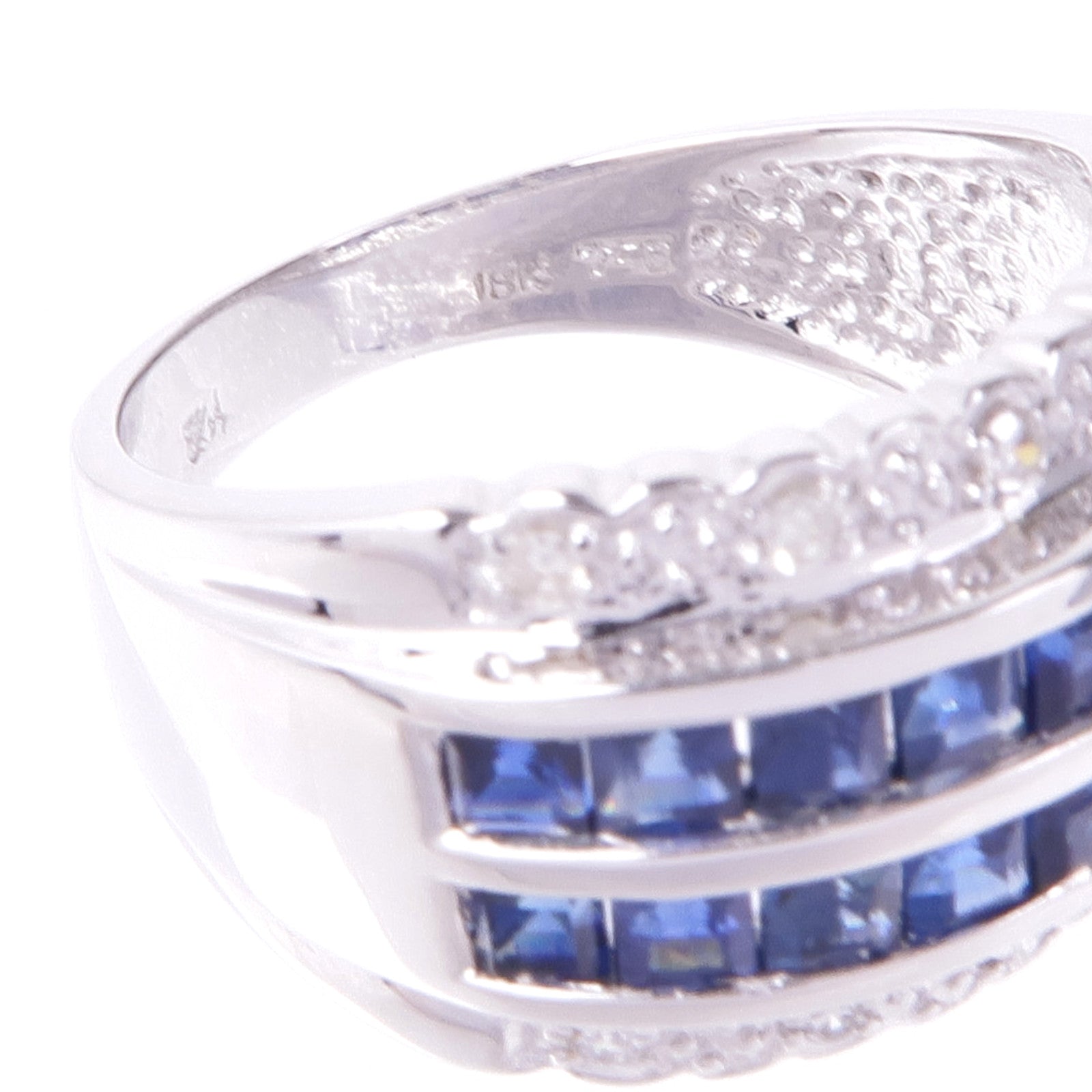 JEWELRY 18K白金Sapphire Diamond Ring藍寶石/鑽石戒指US#6