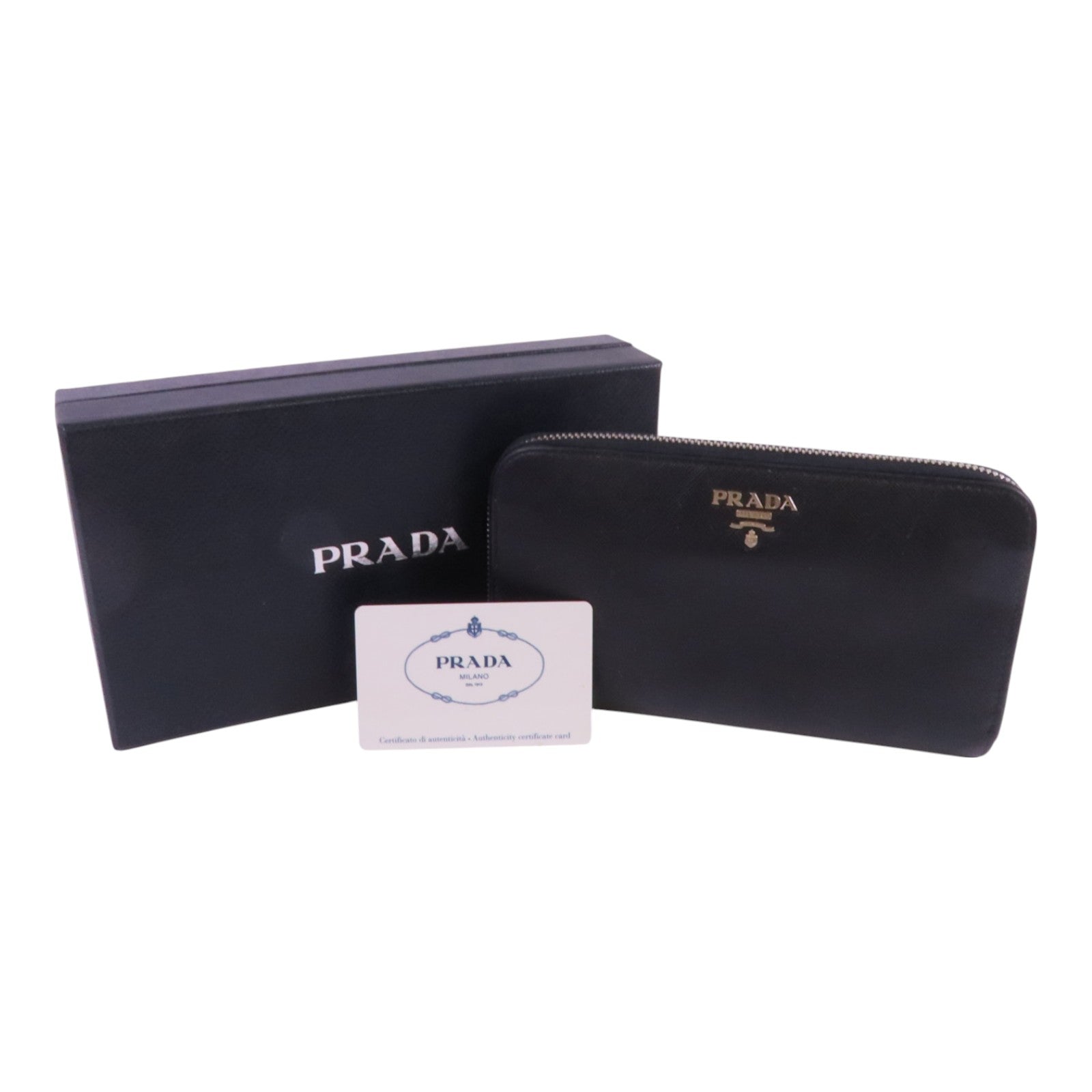 PRADA Saffiano皮革Zipper Long Wallet金扣拉鏈長錢包