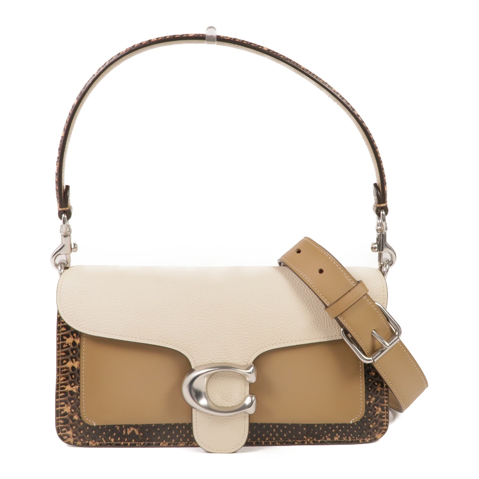 COACH 牛皮皮革2way Shoulder Bag銀扣手挽肩背兩用袋