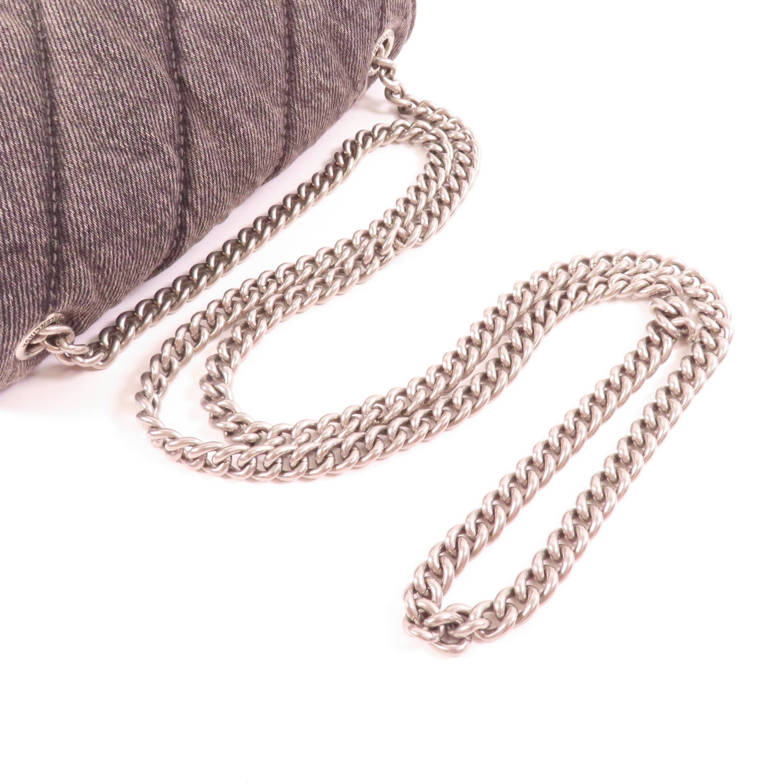 BALENCIAGA SHW Crush Chain Shoulder Bag Denim 736016 Black