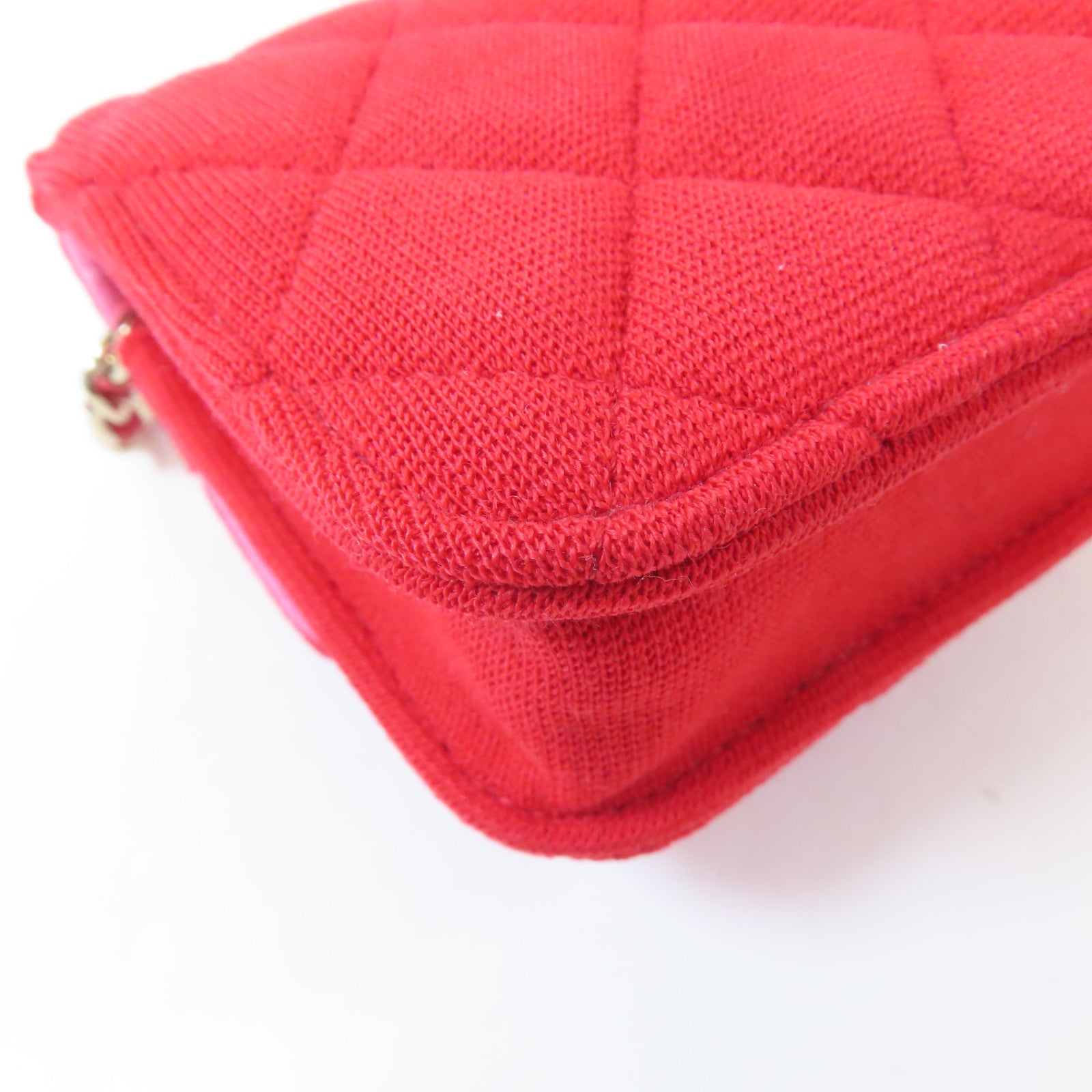 CHANEL 【激減優惠】菱格布料Chain Shoulder Bag金扣鏈帶肩背袋紅色