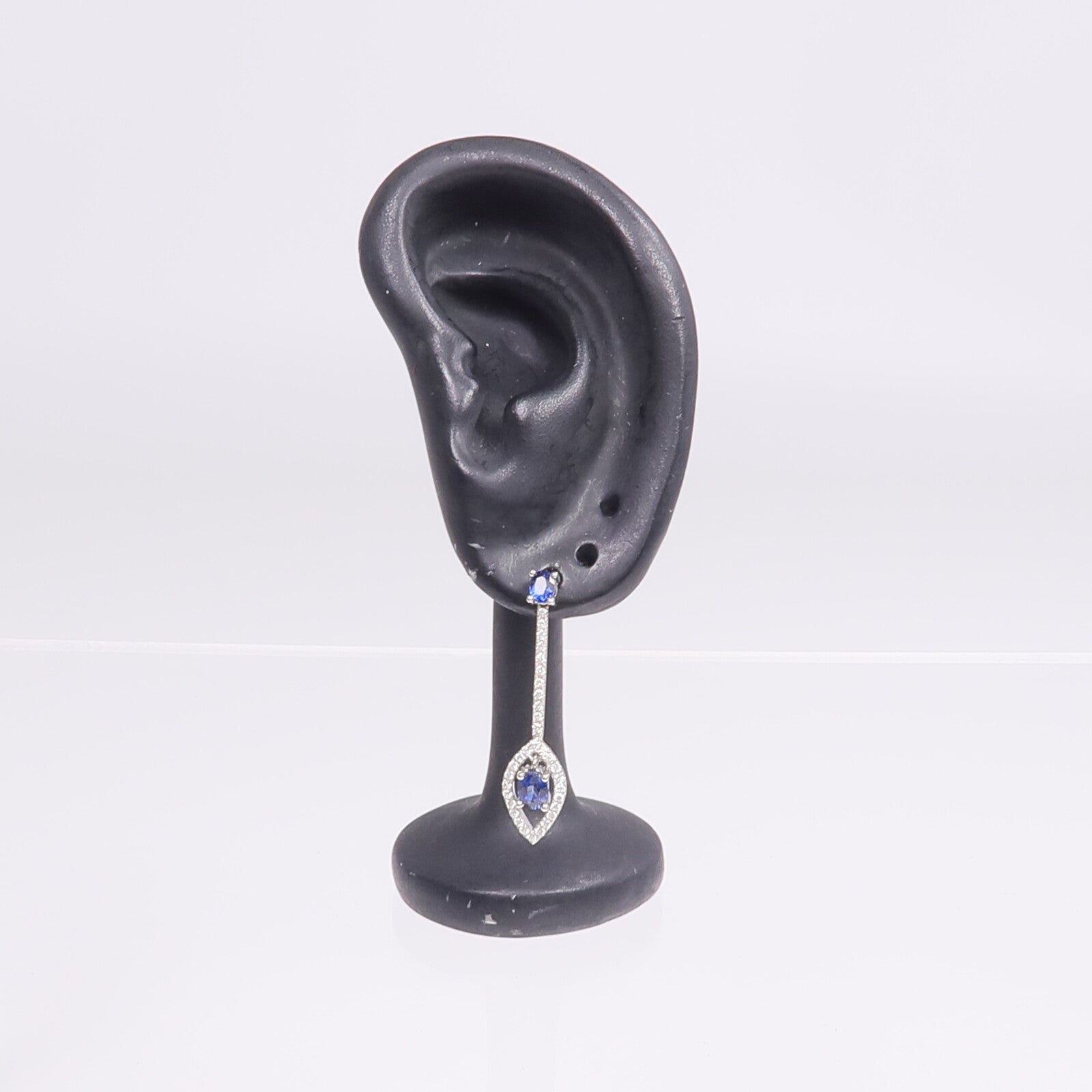 JEWELRY 18K白金Earrings藍寶石/鑽石耳環