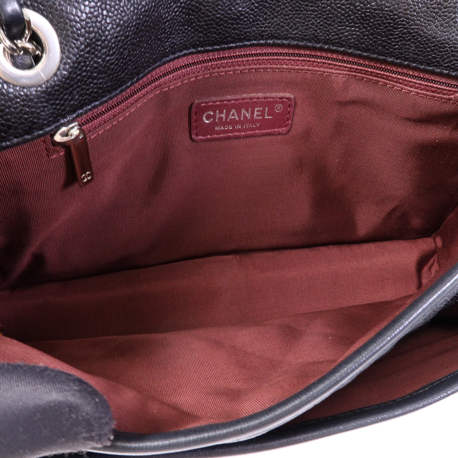 CHANEL 牛皮皮革Chain Shoulder銀扣鏈帶肩背袋