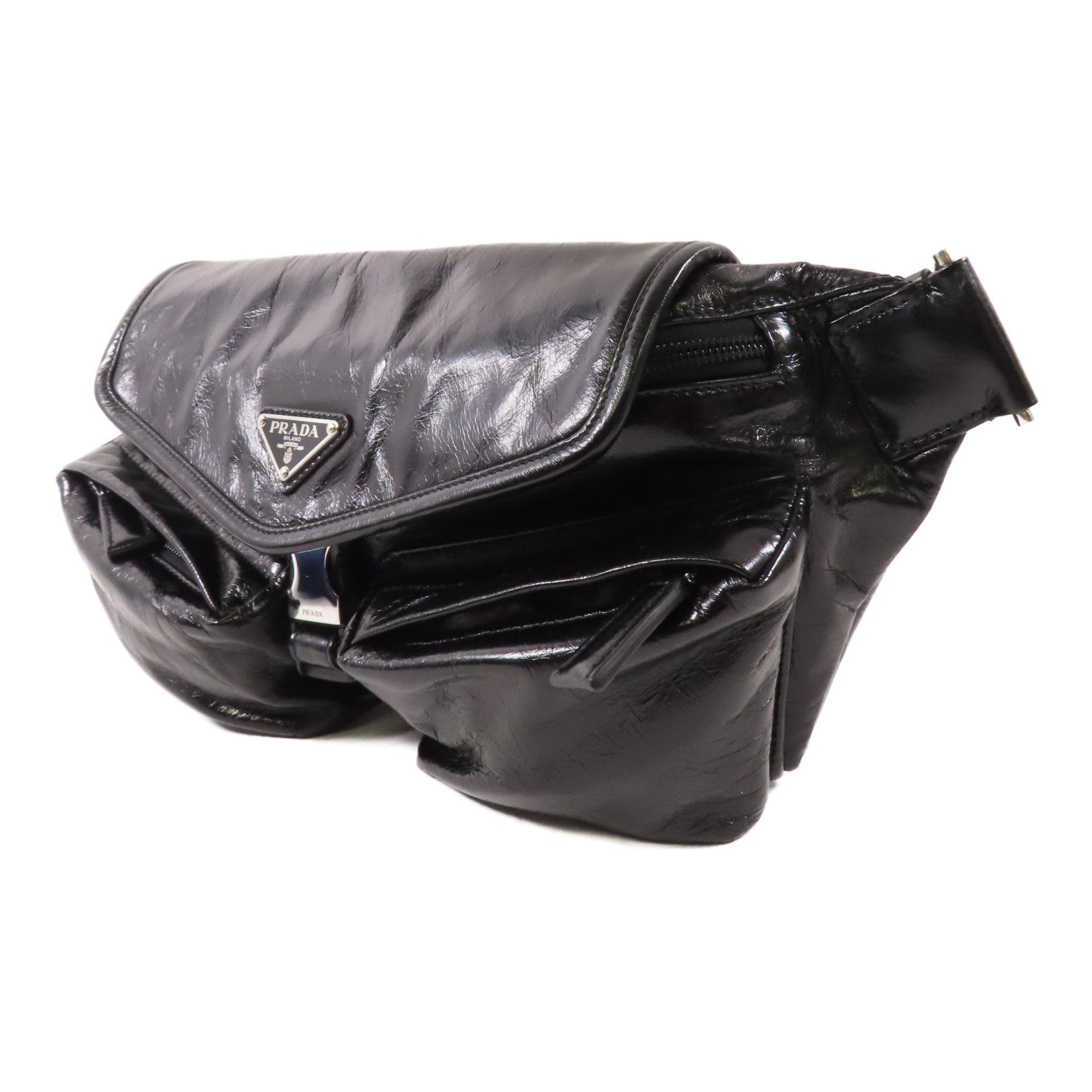 PRADA 牛皮皮革Shoulder Bag銀扣肩背袋