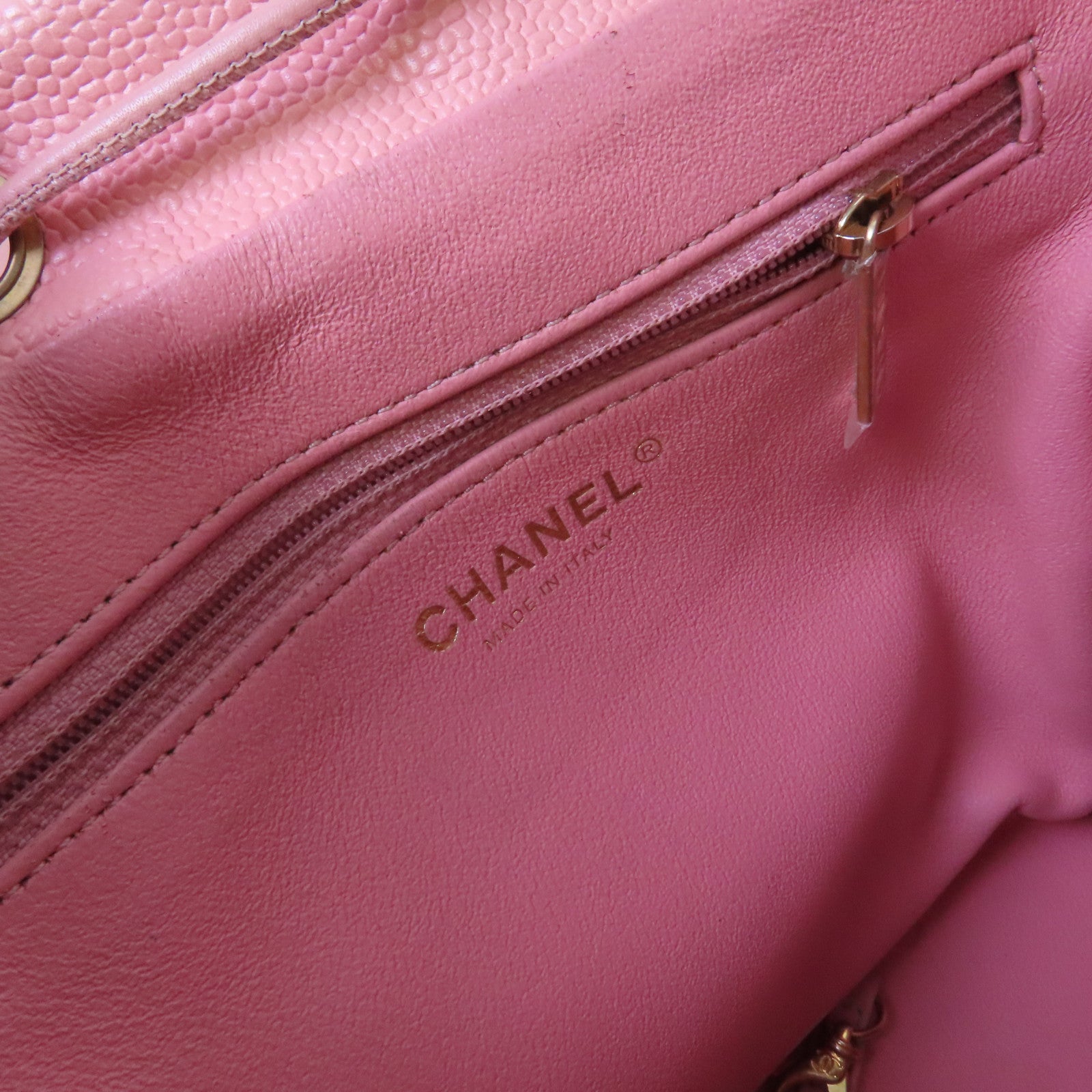 CHANEL 【激減優惠】菱格Caviar皮革Backpack金扣背包粉紅色