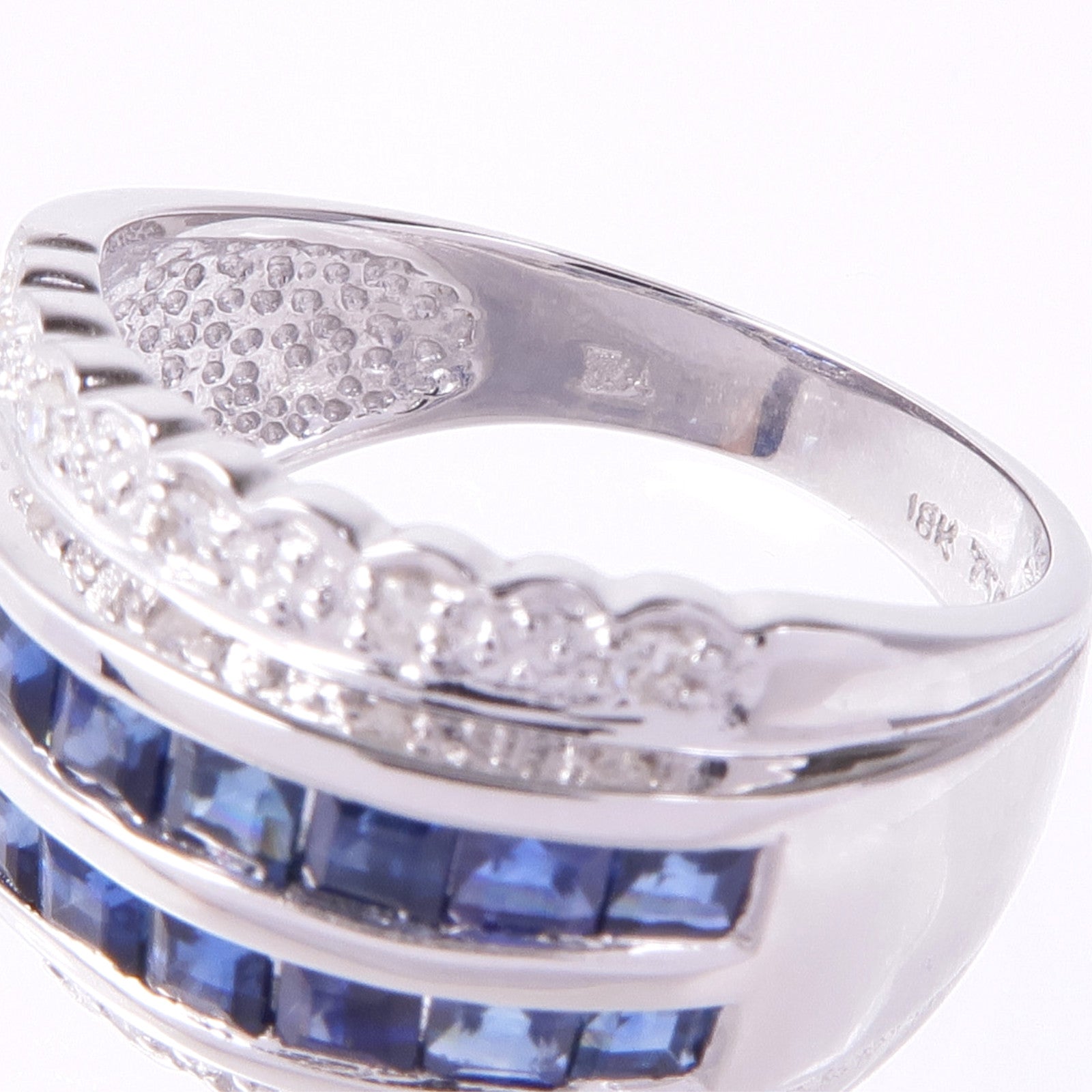 JEWELRY 18K白金Sapphire Diamond Ring藍寶石/鑽石戒指US#6