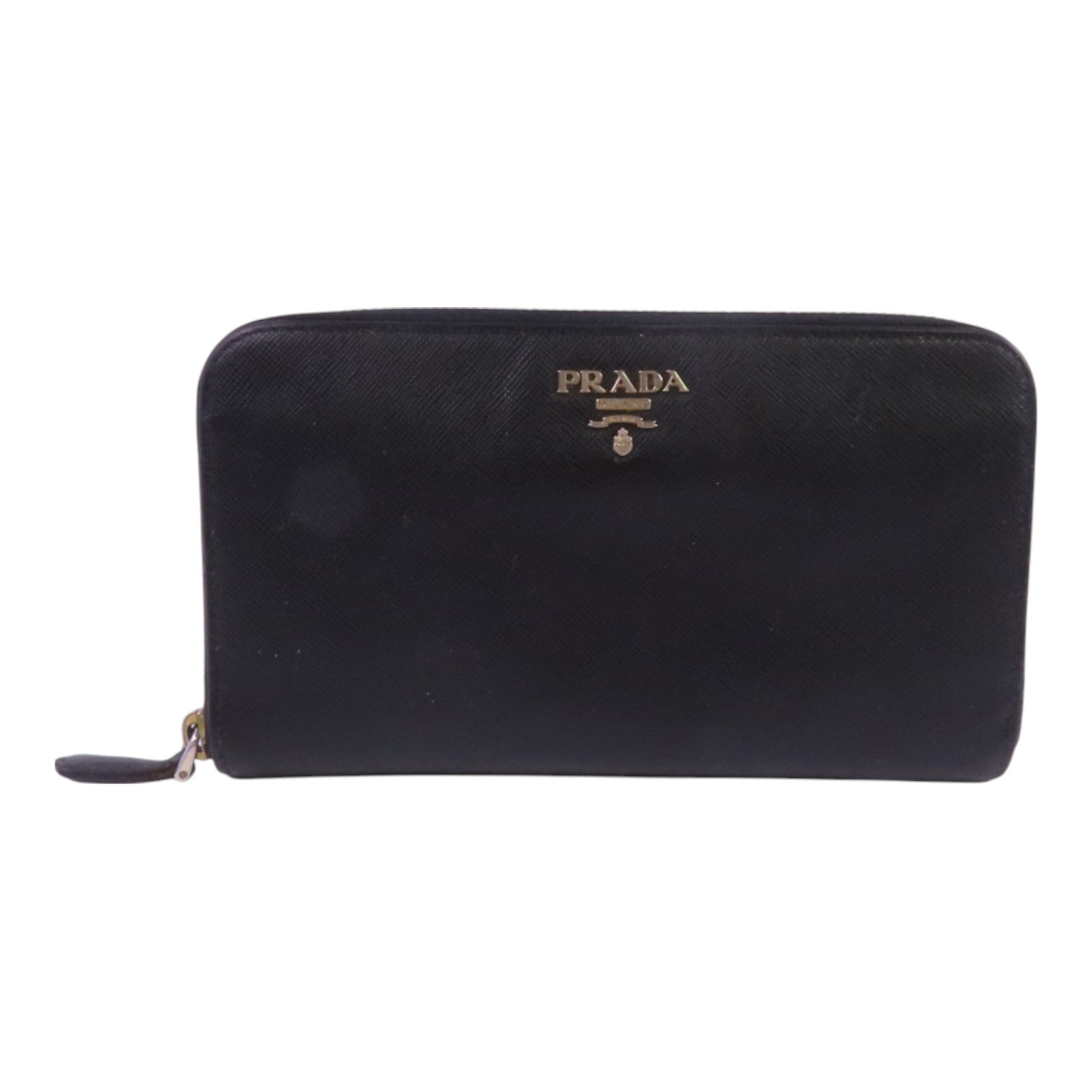 PRADA Saffiano皮革Zipper Long Wallet金扣拉鏈長錢包