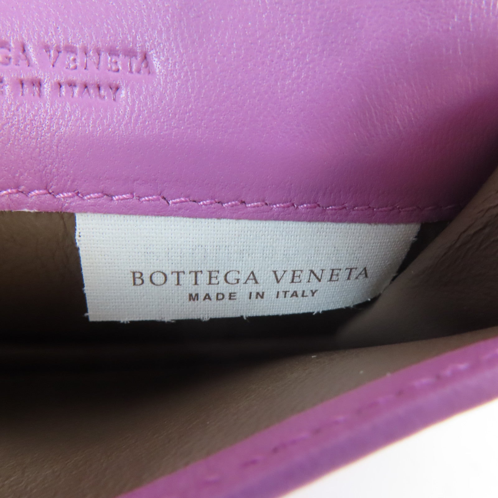 BOTTEGA VENETA 牛皮皮革Card Case黑扣卡片套粉紫色