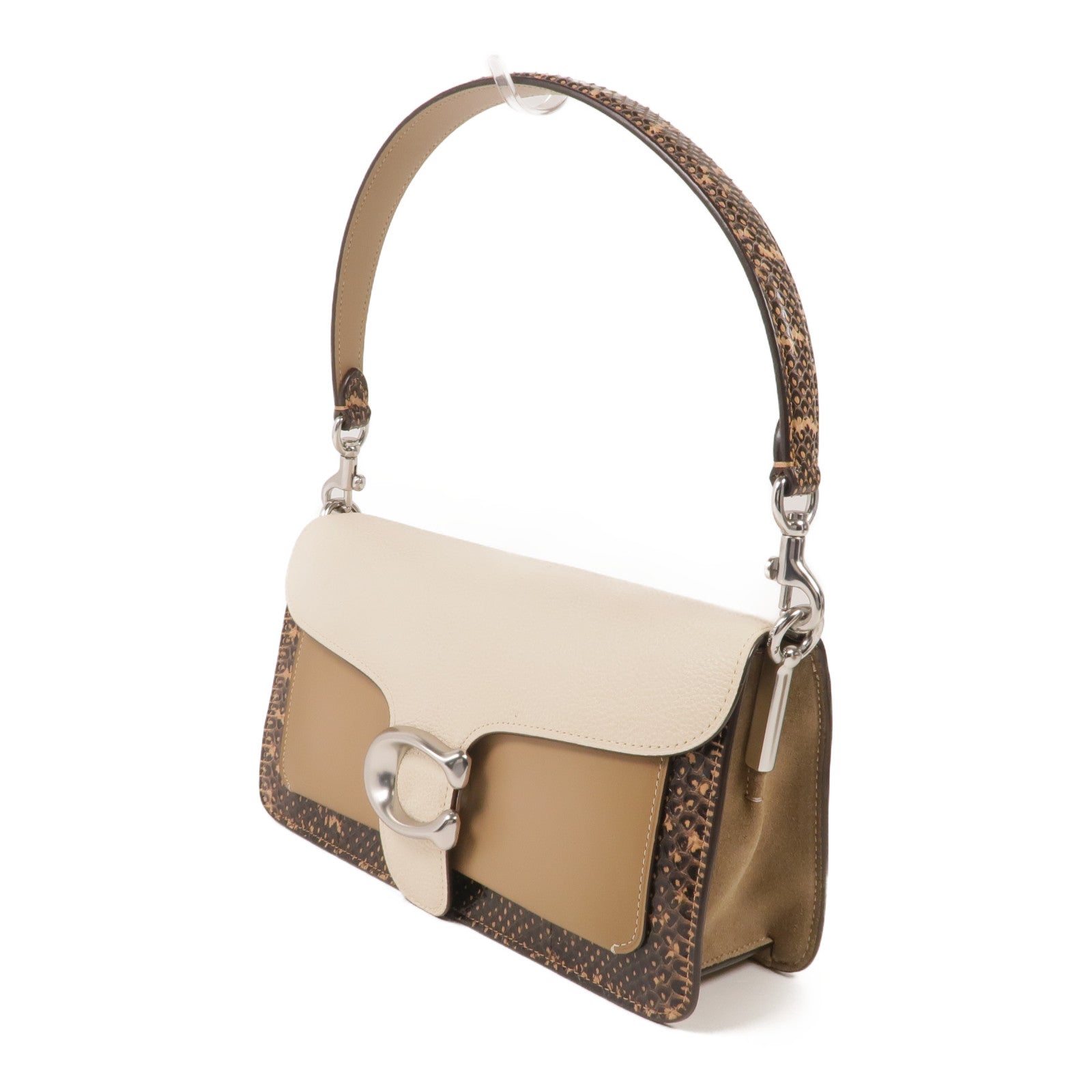 COACH 牛皮皮革2way Shoulder Bag銀扣手挽肩背兩用袋