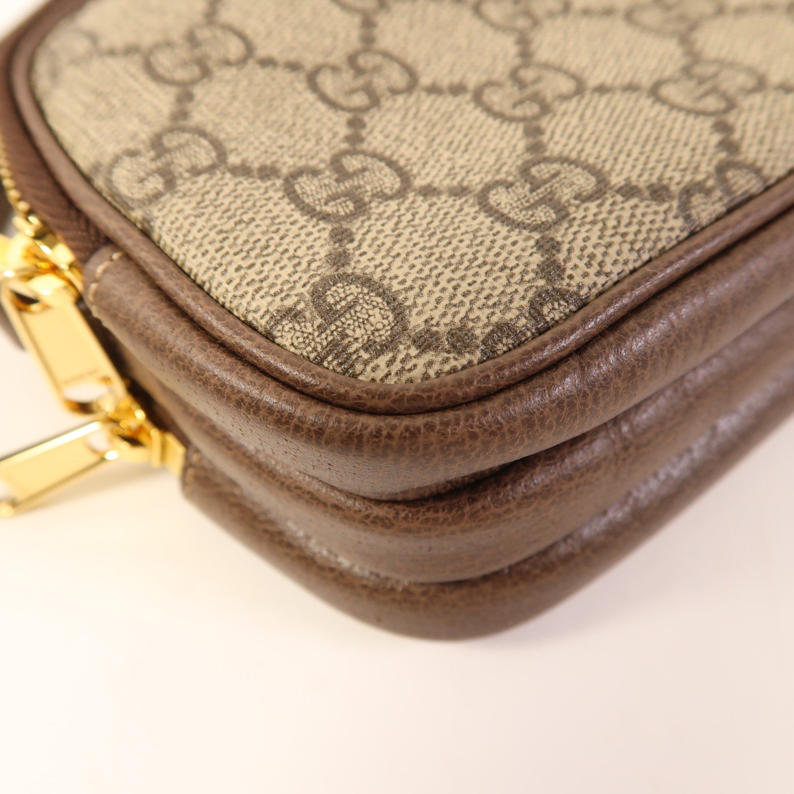 GUCCI GG GHW Ophidia Mini Bag Shoulder Bag 546597 PVC Coated Canvas Brown