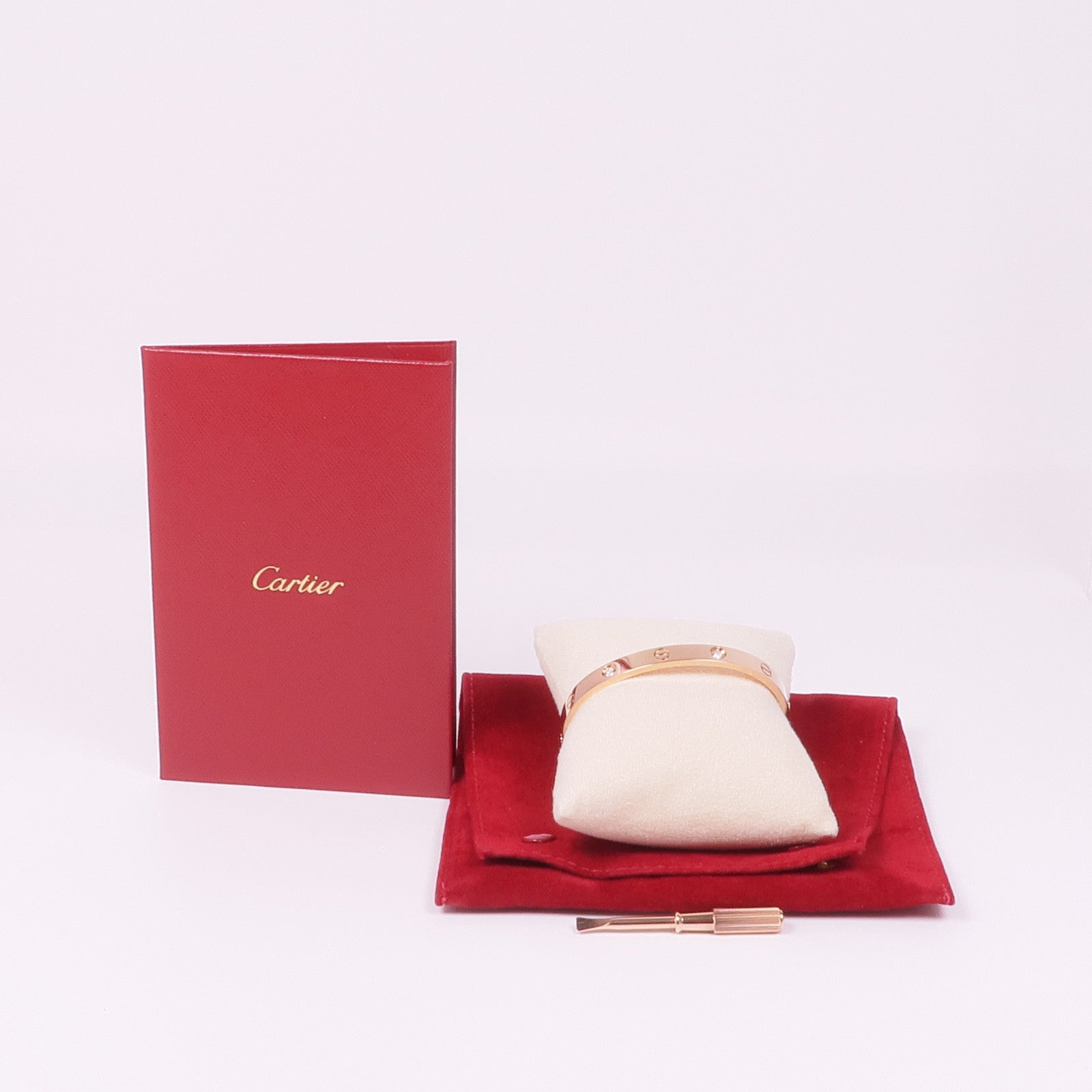 CARTIER 18K玫瑰金Love Bracelet 4 Diamonds鑽石手鐲Cartier#17