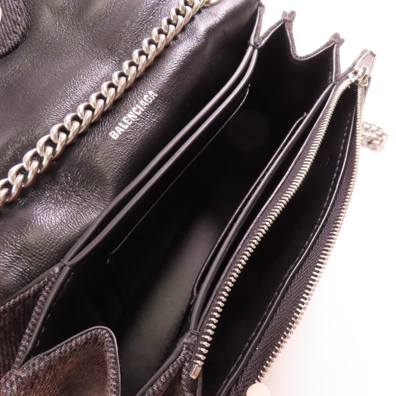 BALENCIAGA SHW Crush Chain Shoulder Bag Denim 736016 Black