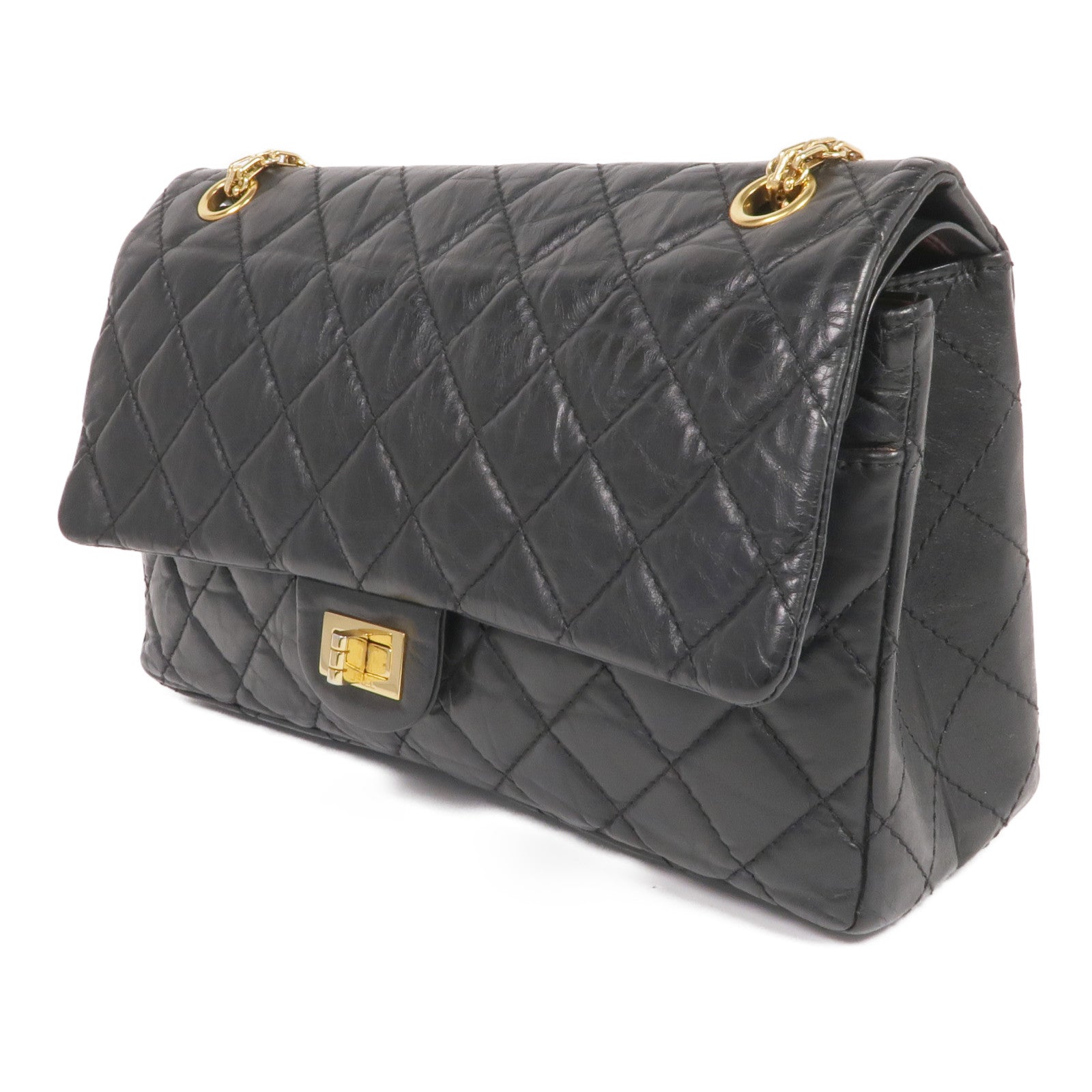 CHANEL 牛皮皮革2.55 Medium金扣鏈帶肩背袋