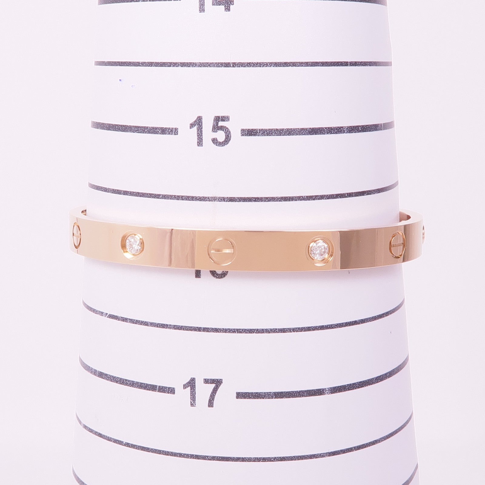 CARTIER 18K玫瑰金Love Bracelet 4 Diamonds鑽石手鐲Cartier#17