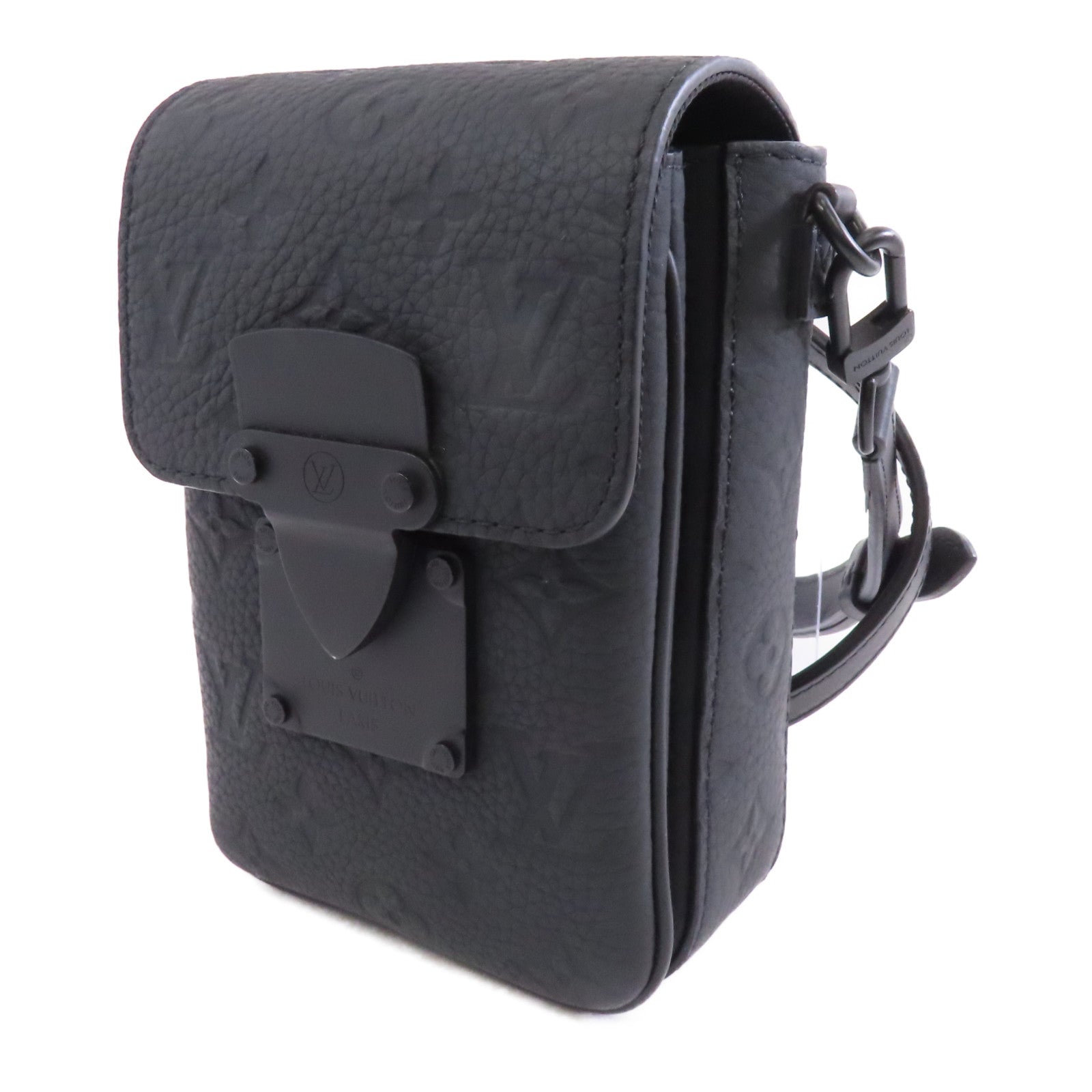 LOUIS VUITTON Monogram Taurillon S Lock Sling Bag肩背袋黑色