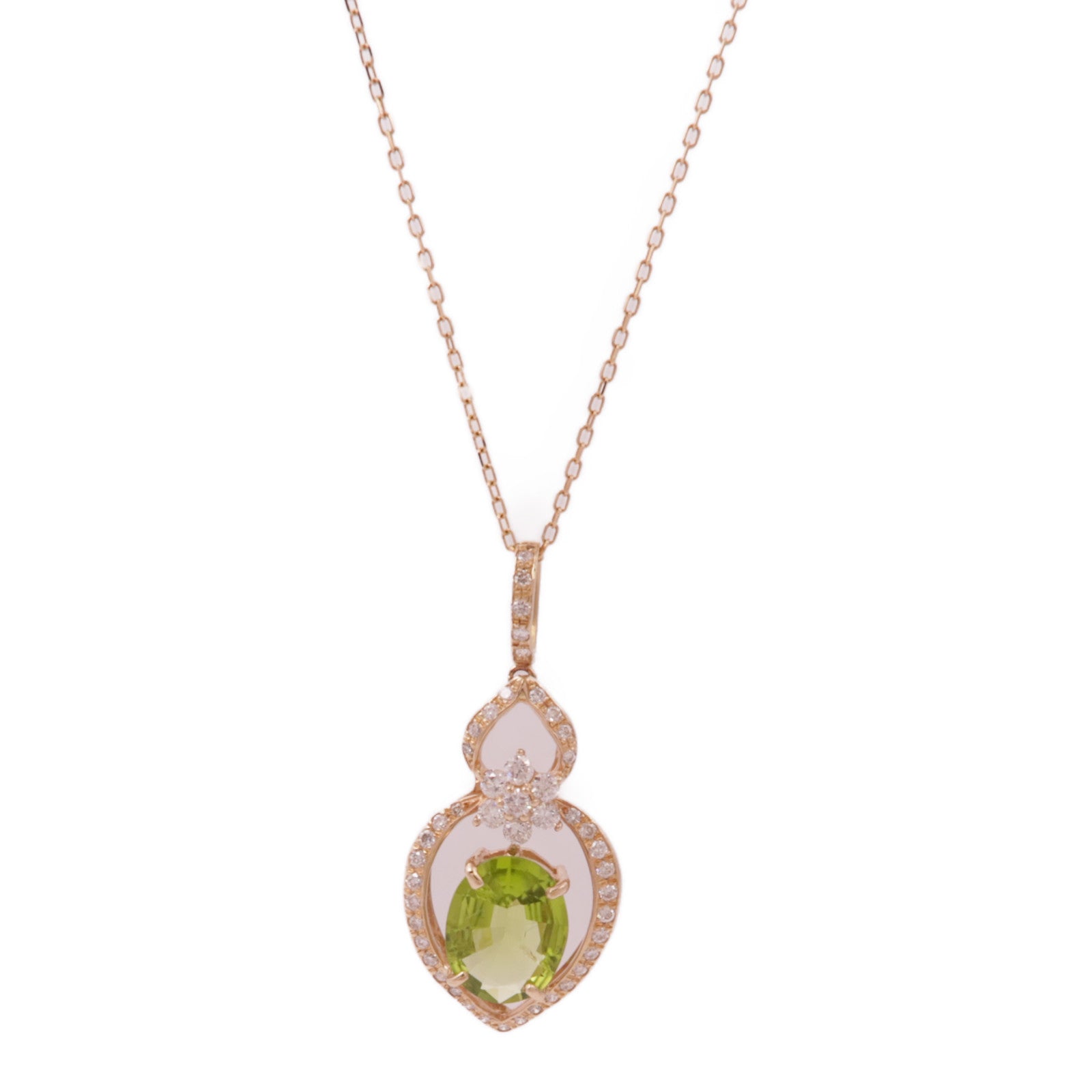 JEWELRY Peridot Diamond Necklace 18K Yellow Gold