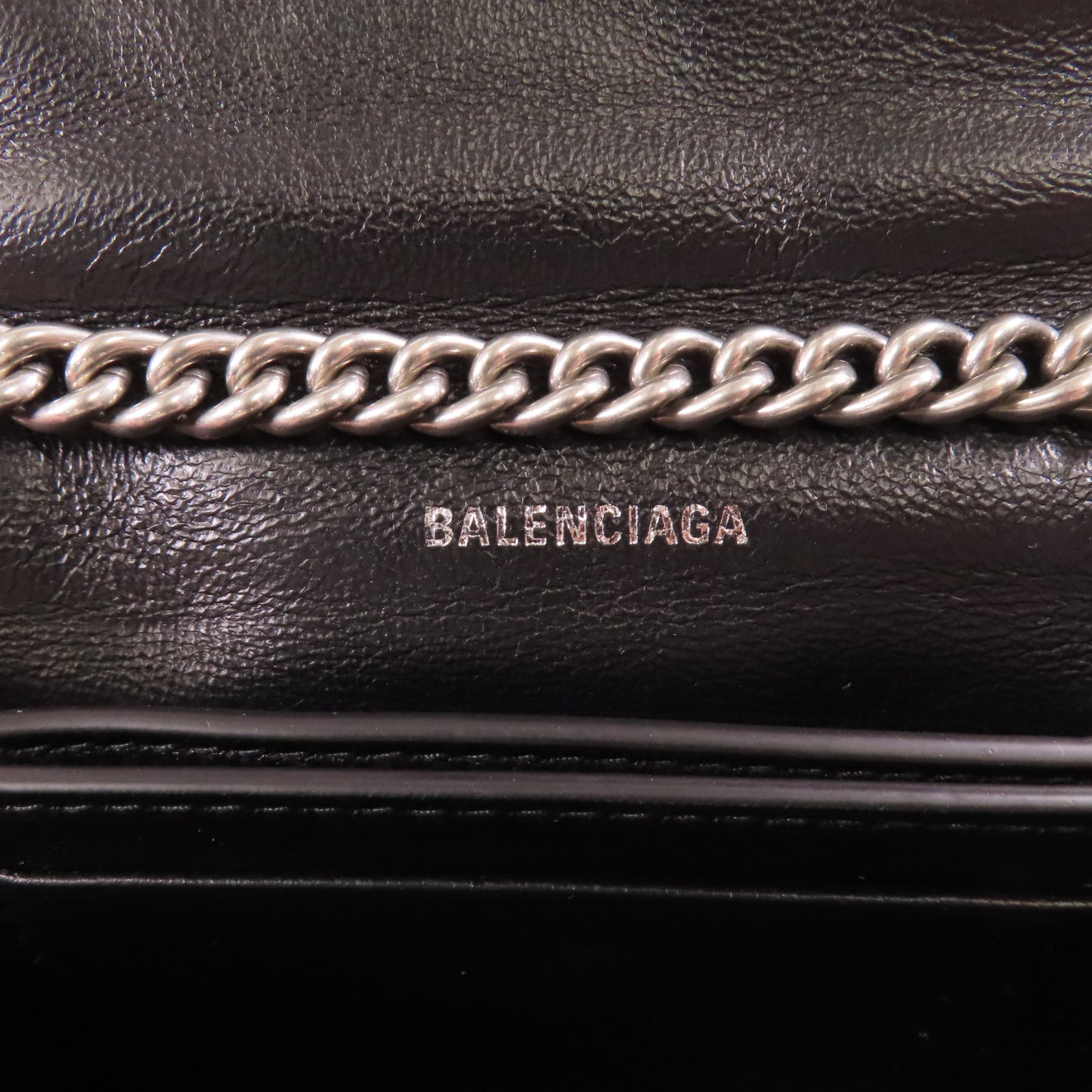 BALENCIAGA SHW Crush Chain Shoulder Bag Denim 736016 Black