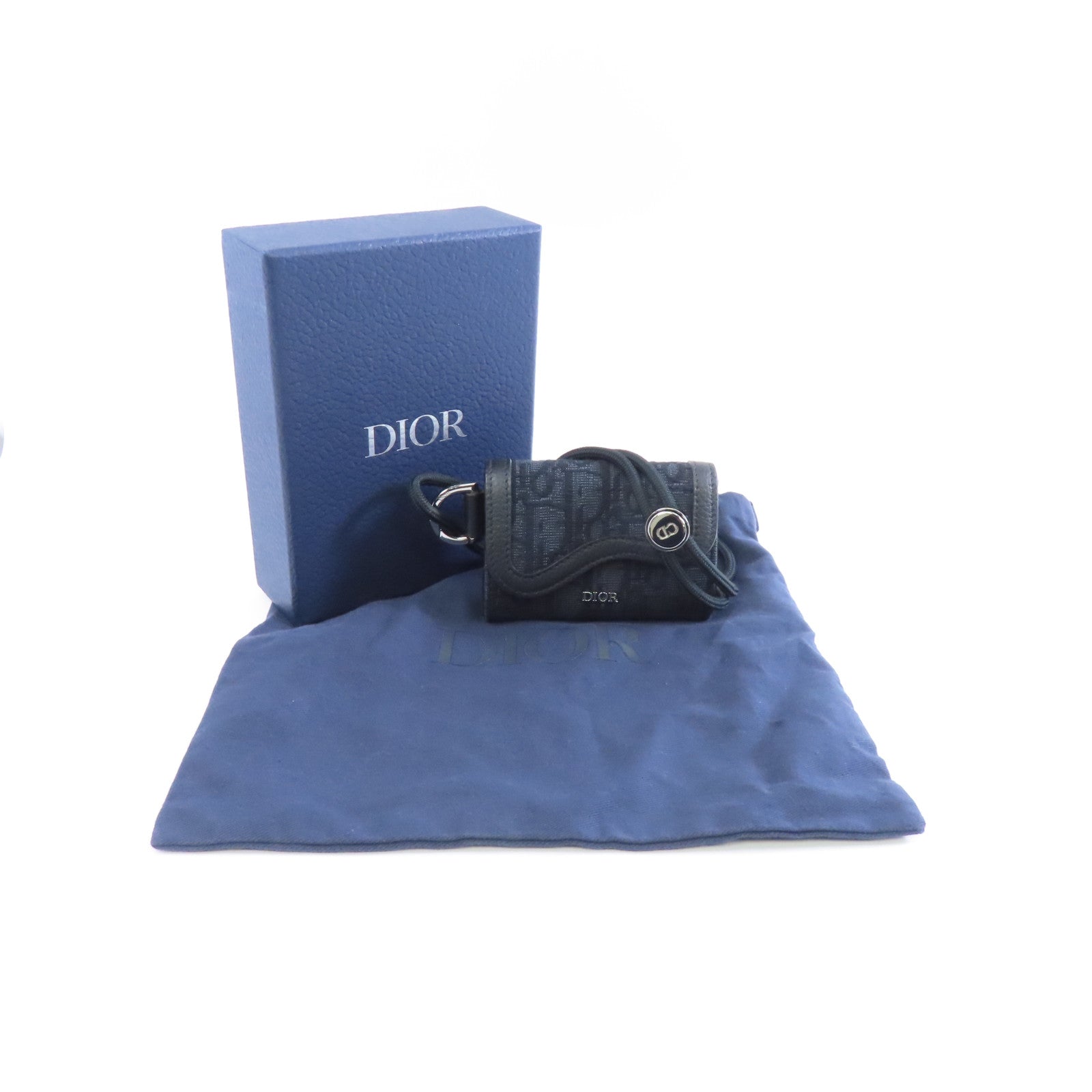 Dior 帆布Card Case銀扣卡片套深藍色