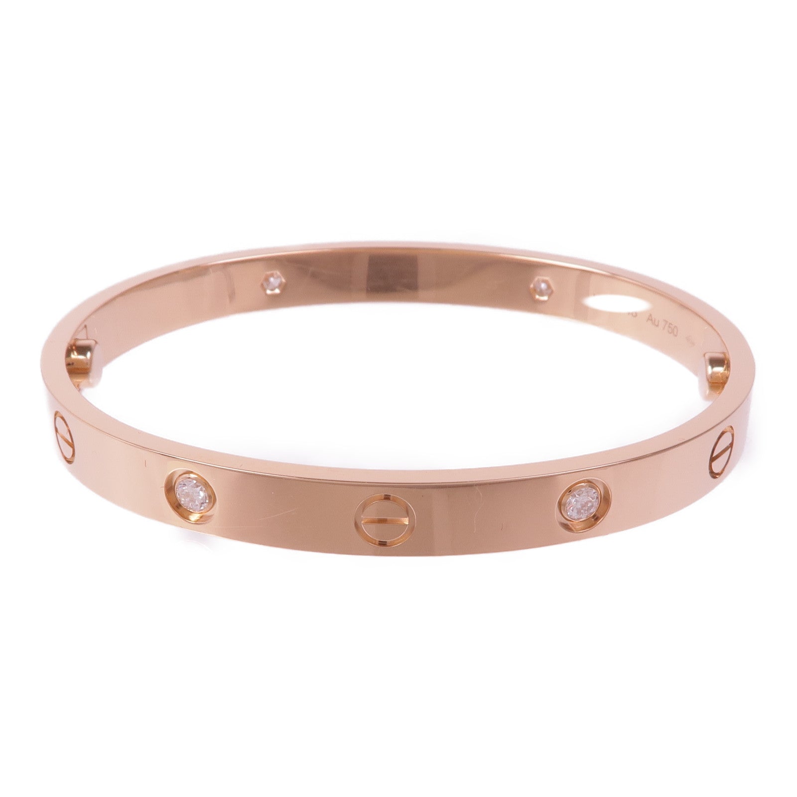 CARTIER 18K玫瑰金Love Bracelet 4 Diamonds鑽石手鐲Cartier#17