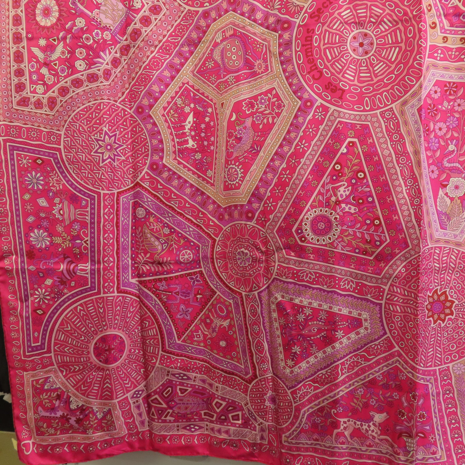 HERMES Scarf Scarves Silk Pink