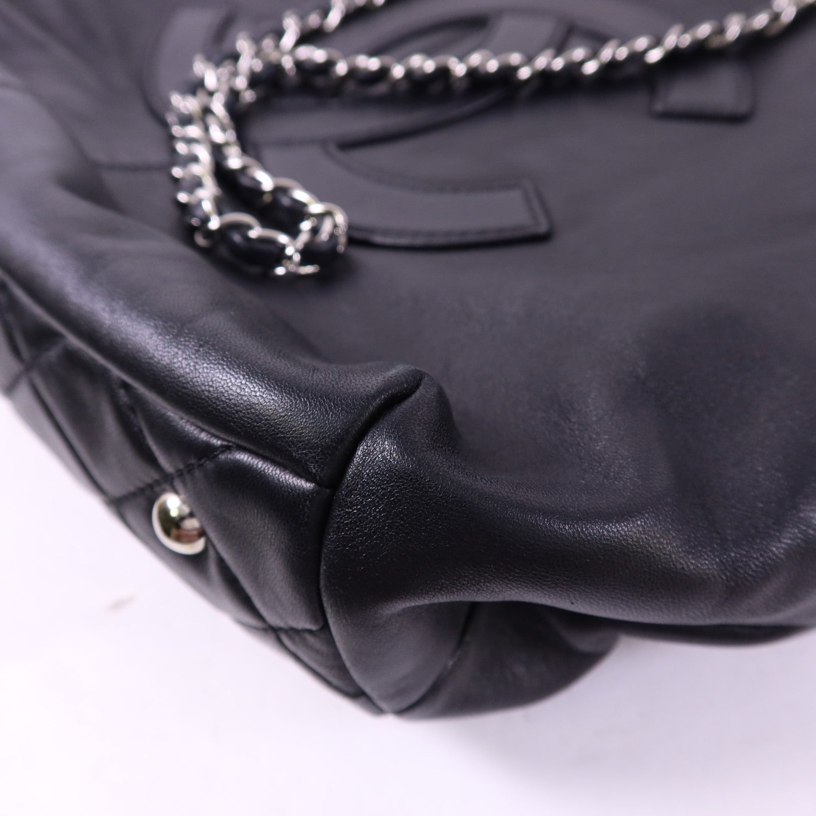 CHANEL 羊皮皮革2 Way Shoulder Bag銀扣手挽肩背兩用袋