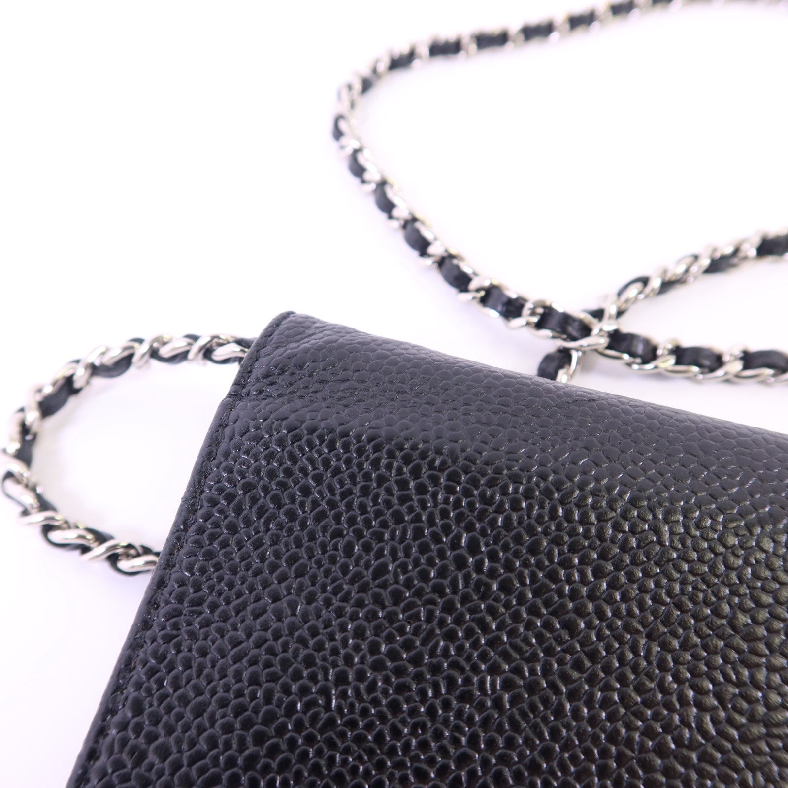 CHANEL 牛皮皮革WOC Wallet On Chain銀扣鏈帶肩背袋