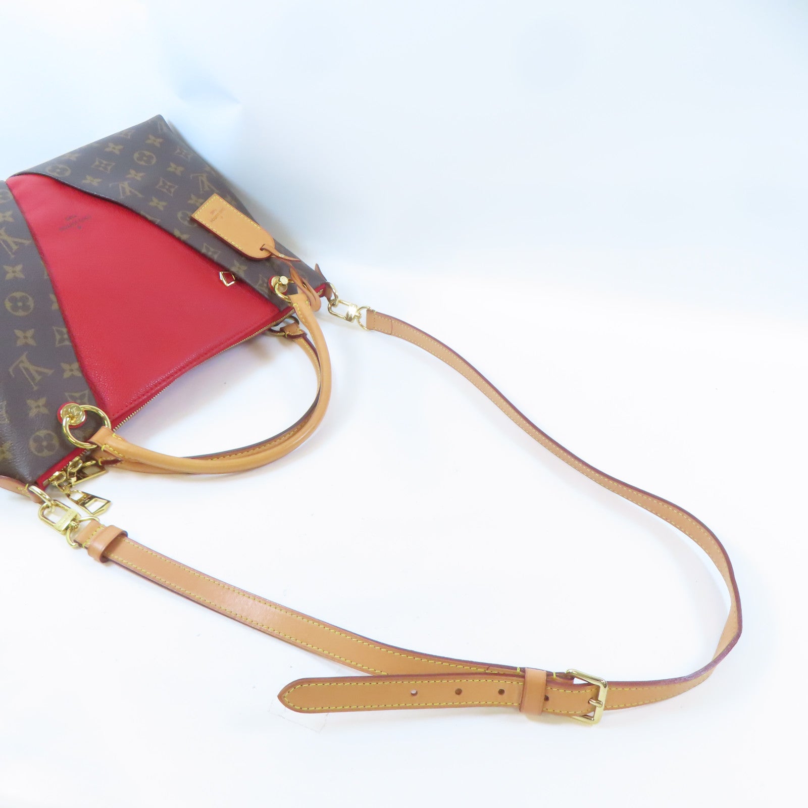 LOUIS VUITTON Monogram V Tote MM金扣手挽肩背兩用袋啡色