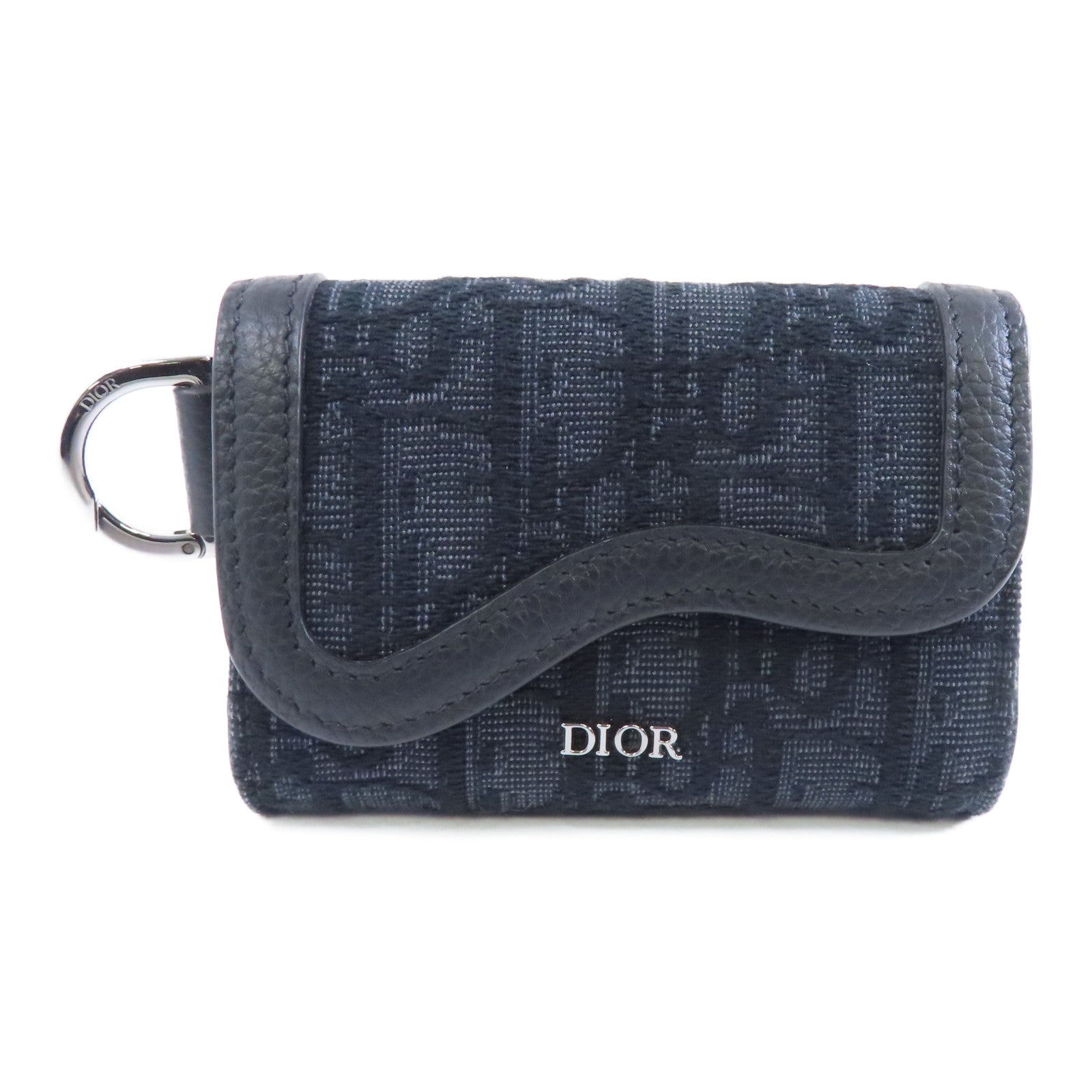 Dior 帆布Card Case銀扣卡片套深藍色