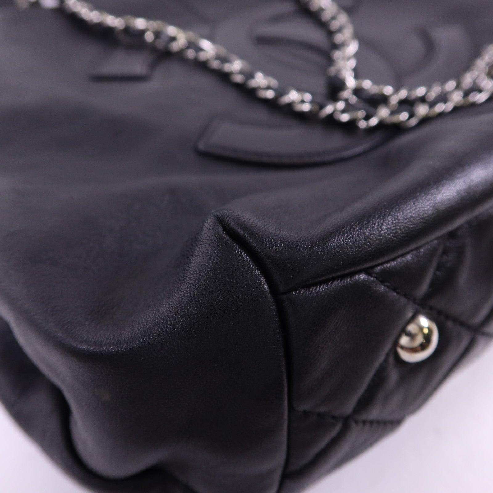 CHANEL 羊皮皮革2 Way Shoulder Bag銀扣手挽肩背兩用袋