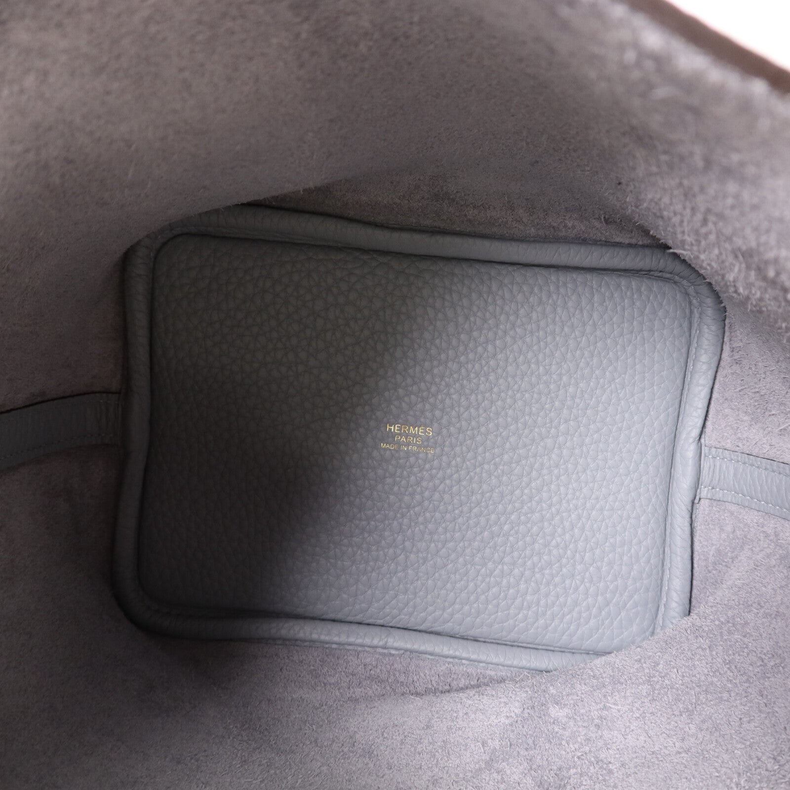 HERMES Clemence皮革Picotin PM銀扣手挽袋Gris Pantin