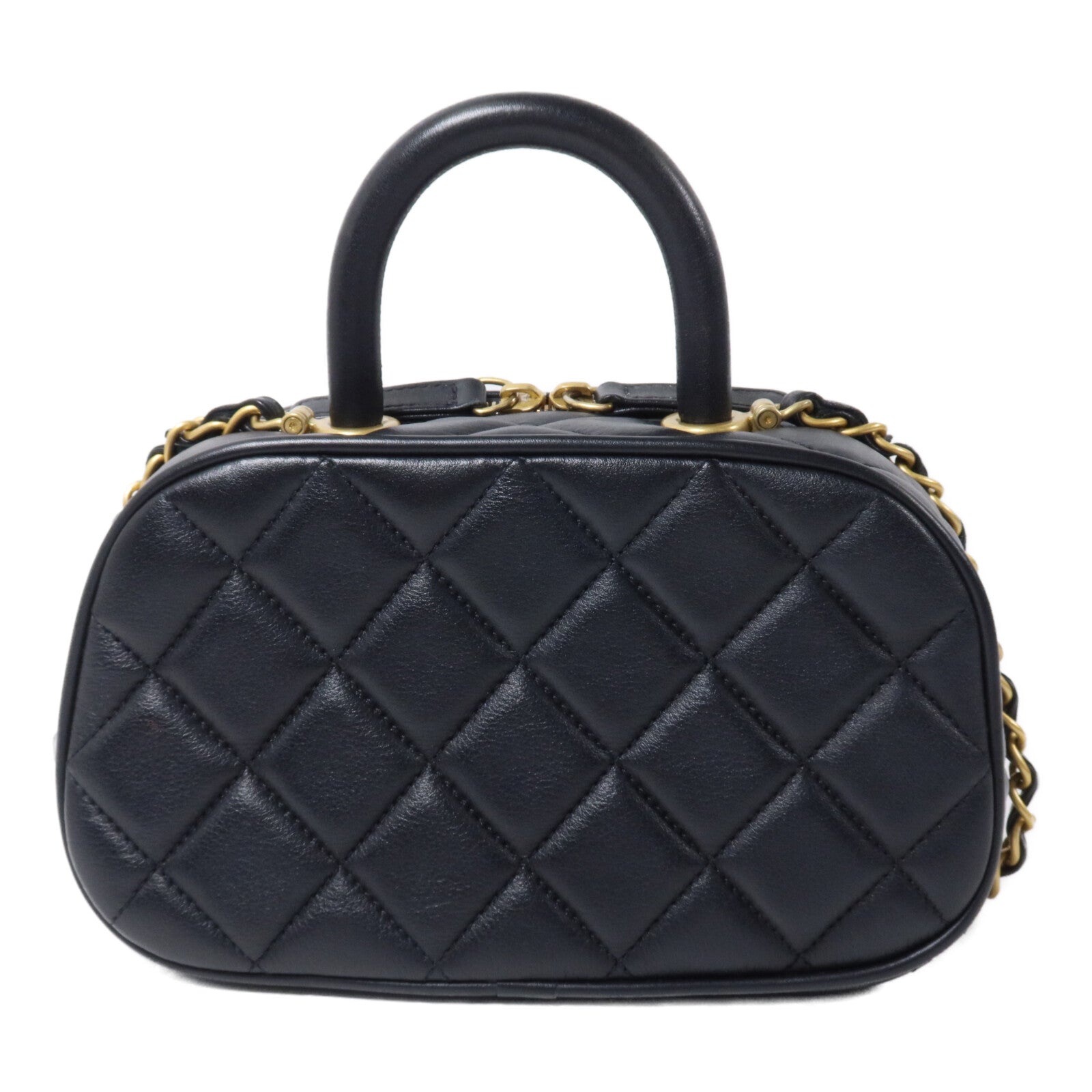 CHANEL 羊皮皮革Matelasse Mini Bowling鏈帶手挽肩背兩用袋