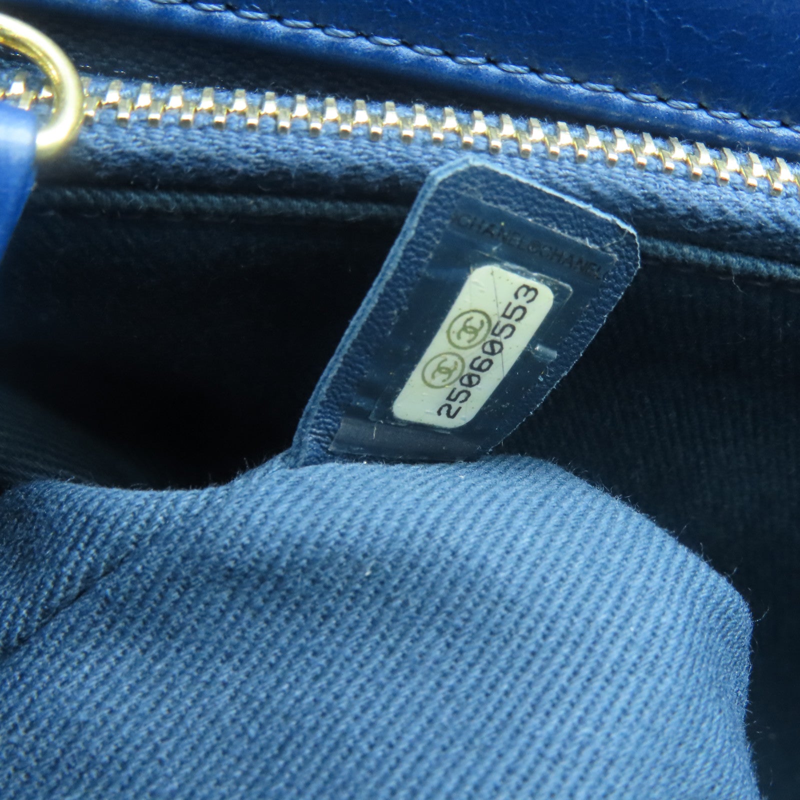 CHANEL 【清倉大減價】斜紋牛皮皮革Coco Handle金扣手挽肩背兩用袋藍色
