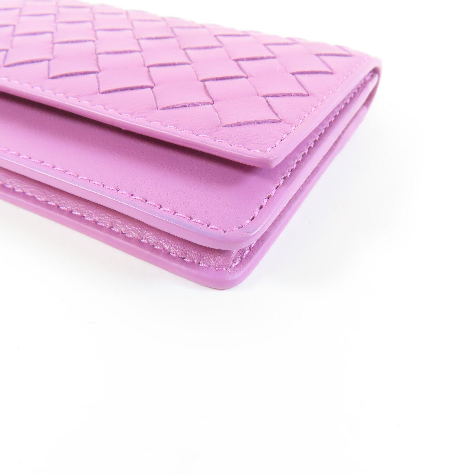 BOTTEGA VENETA 牛皮皮革Card Case黑扣卡片套粉紫色