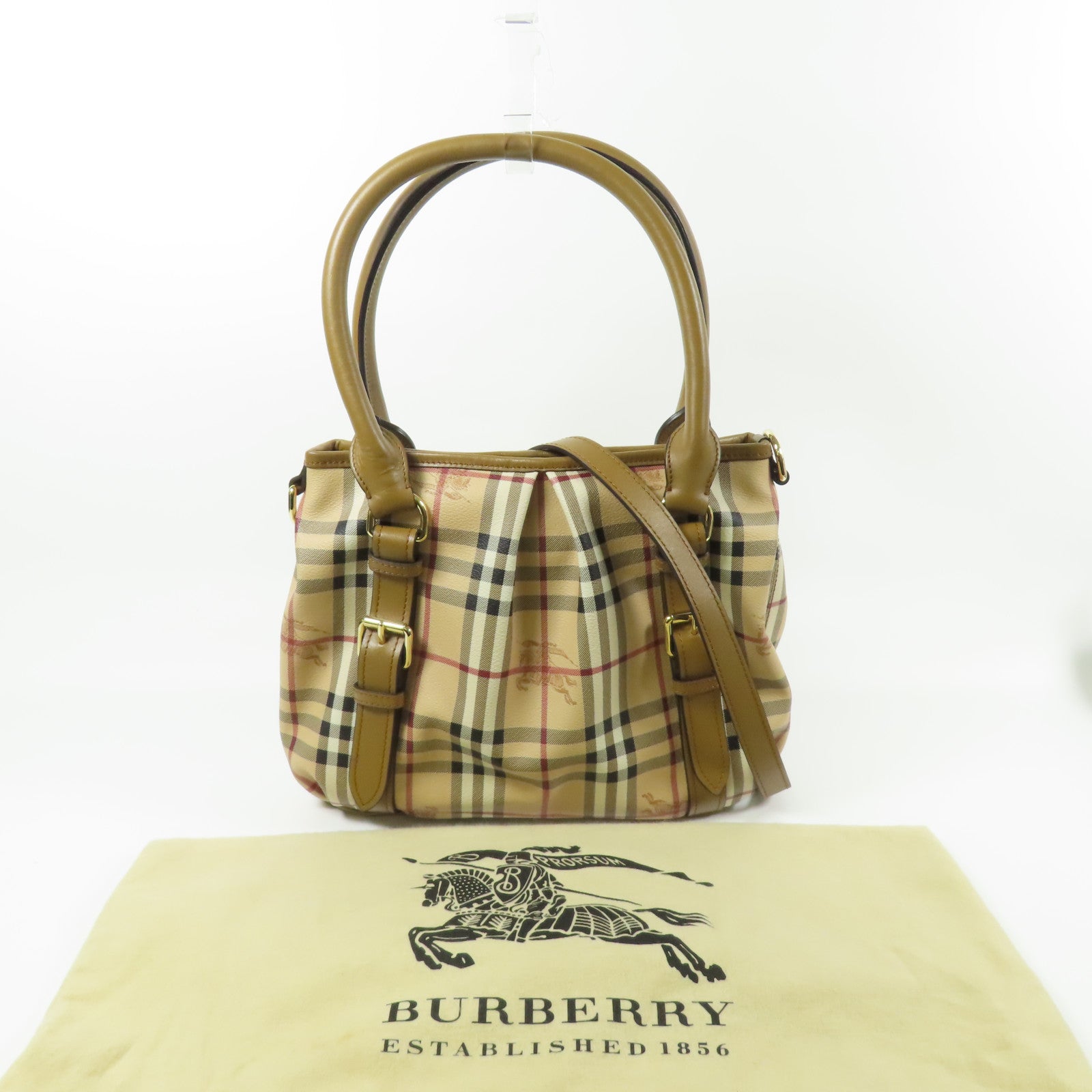 BURBERRY 塗層帆布Haymarket Northfield金扣手挽肩背兩用袋