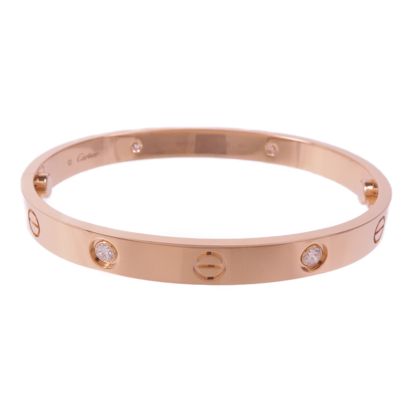 CARTIER 18K玫瑰金Love Bracelet 4 Diamonds鑽石手鐲Cartier#17