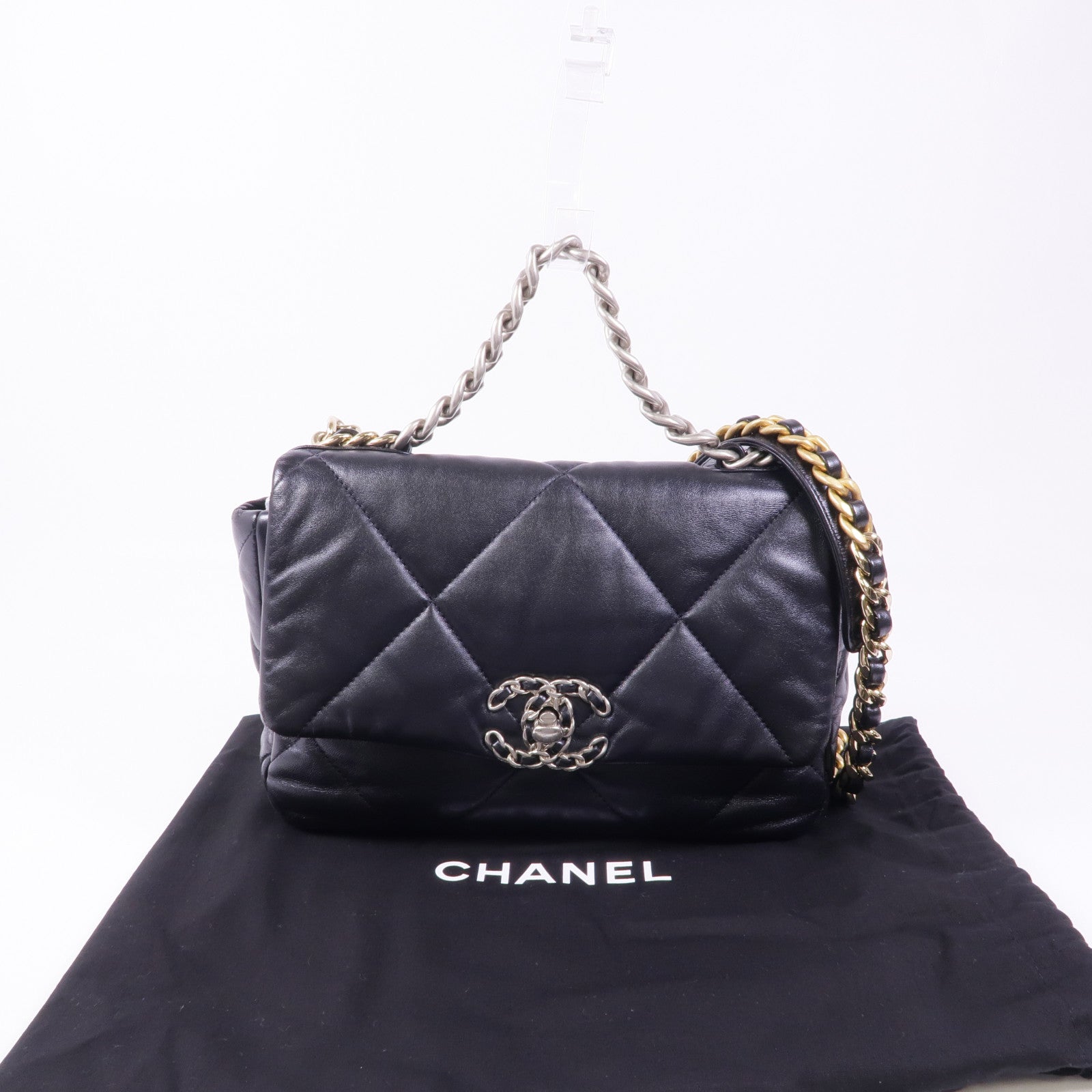 CHANEL 羊皮皮革C19 Small手挽肩背兩用袋