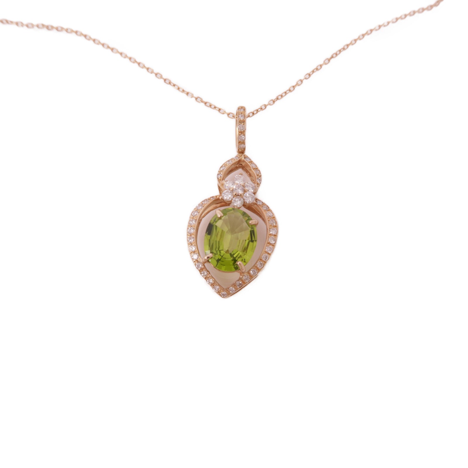 JEWELRY Peridot Diamond Necklace 18K Yellow Gold