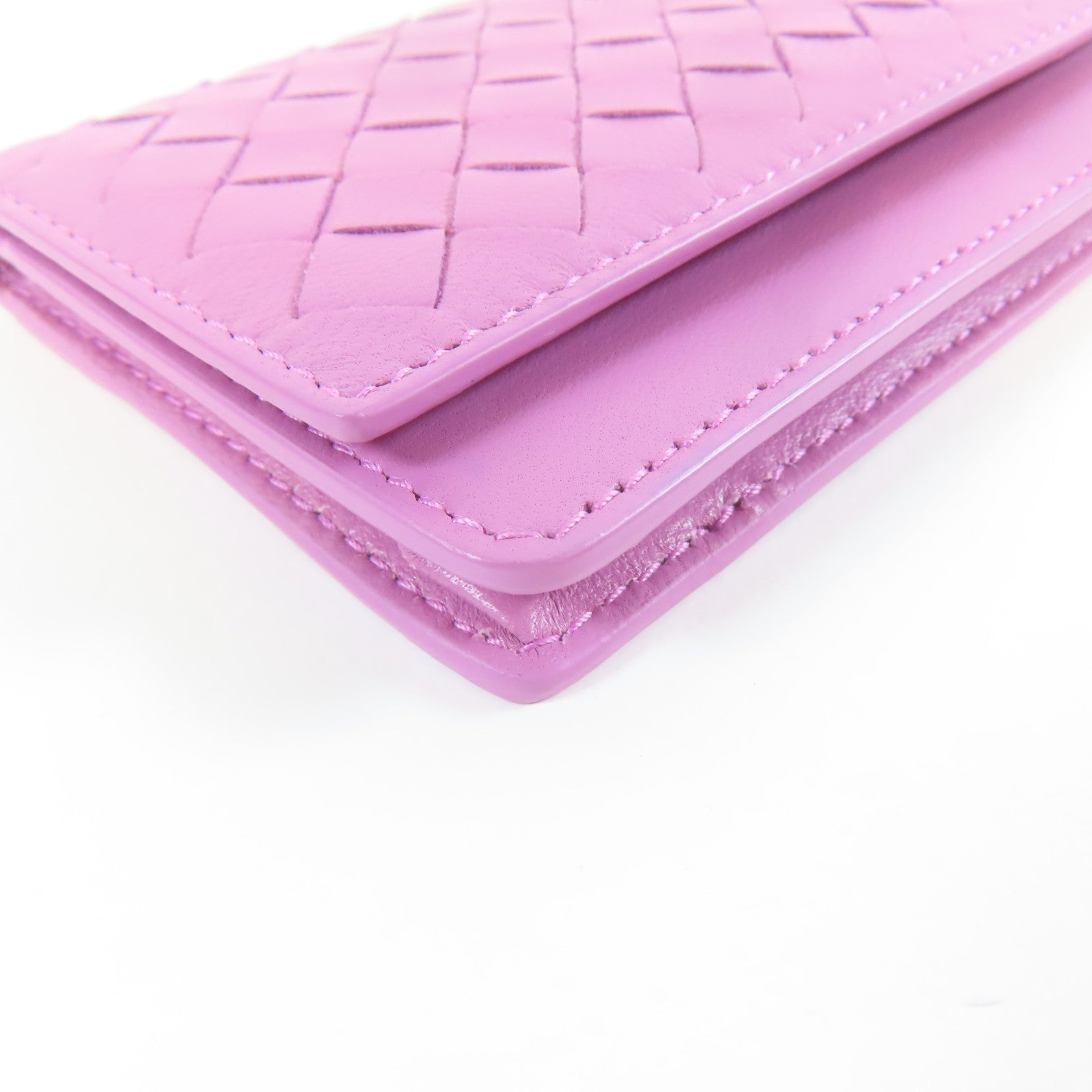 BOTTEGA VENETA 牛皮皮革Card Case黑扣卡片套粉紫色