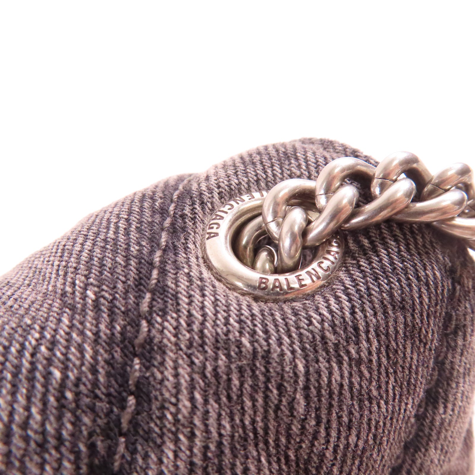 BALENCIAGA SHW Crush Chain Shoulder Bag Denim 736016 Black