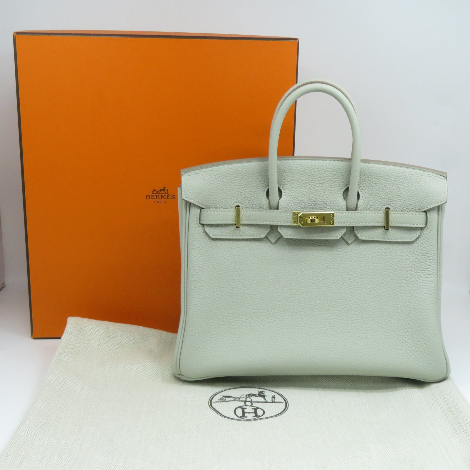 HERMES 【激減優惠】Togo皮革Birkin 25金扣手挽袋Gris Perle珍珠灰色