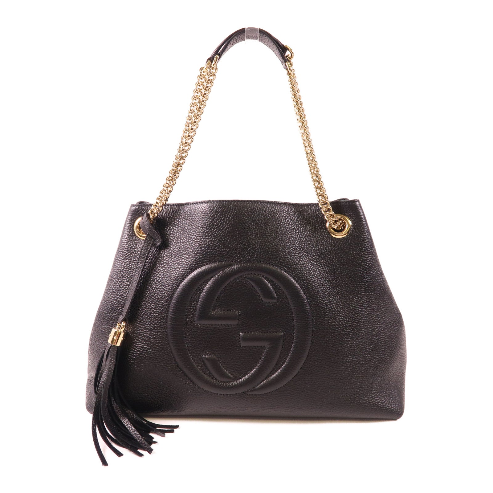 GUCCI 牛皮皮革Tote Bag金扣鏈帶手挽袋
