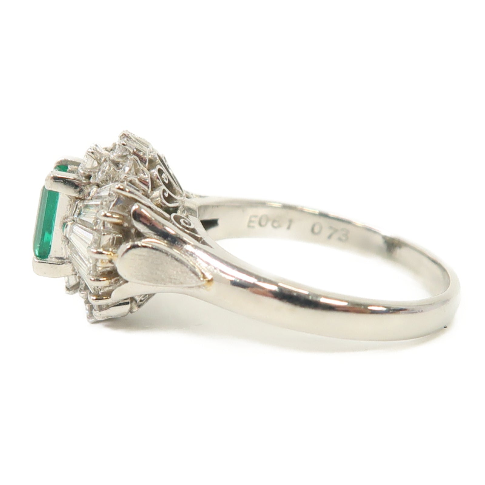 JEWELRY 【激減優惠】PT900鉑金Emerald Diamond Ring 0.61ct綠寶石/0.73ct鑽石戒指US#6