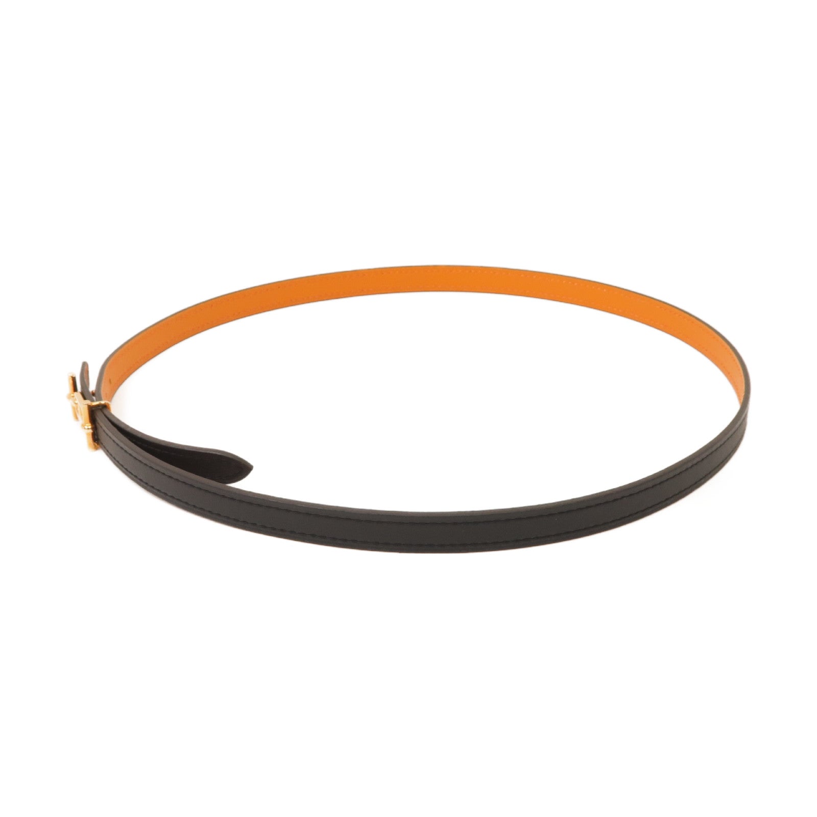 HERMES 【激減優惠】牛皮皮革Belt 75金扣皮帶黑色/棕色