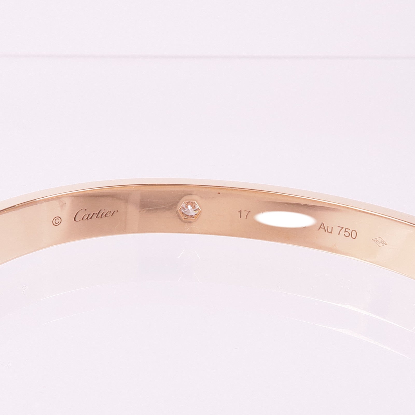 CARTIER 18K玫瑰金Love Bracelet 4 Diamonds鑽石手鐲Cartier#17