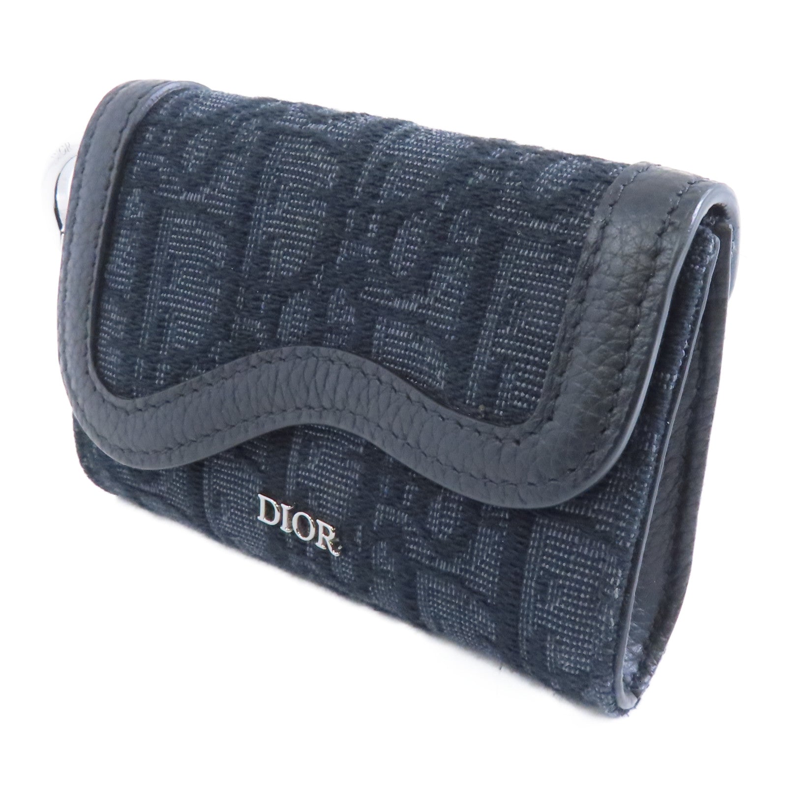 Dior 帆布Card Case銀扣卡片套深藍色