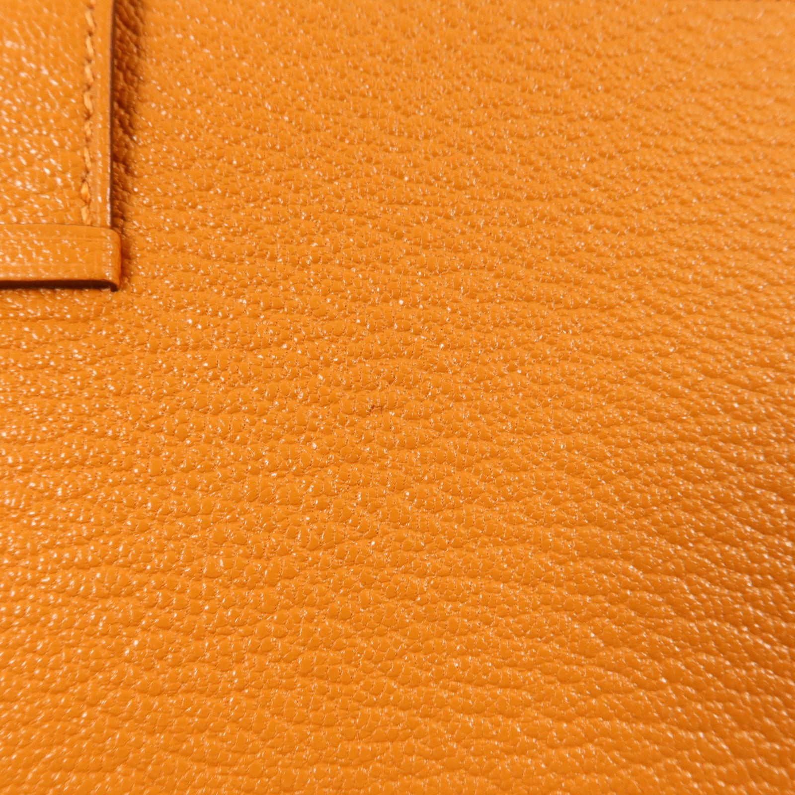 HERMES Chevre皮革Bearn Long Wallet金扣長錢包Orange